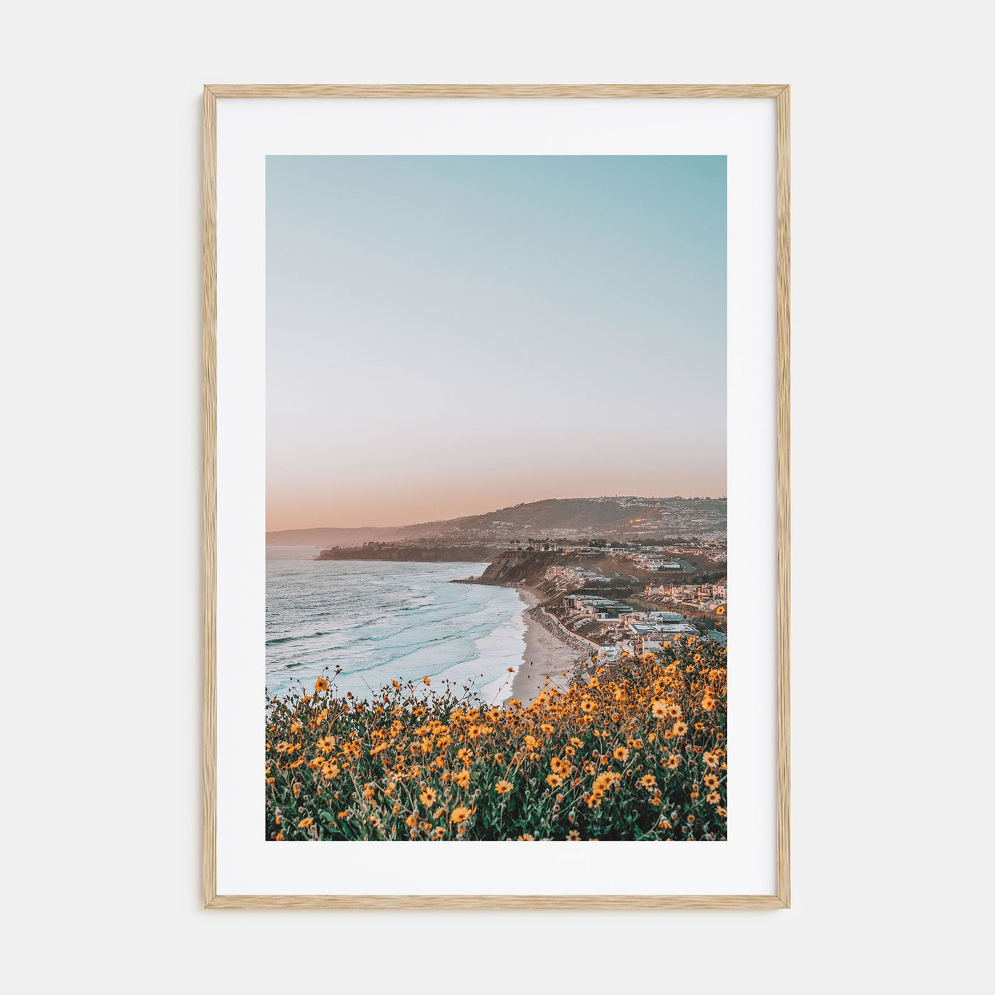 Yellow Flowers Ocean Photo Color Poster