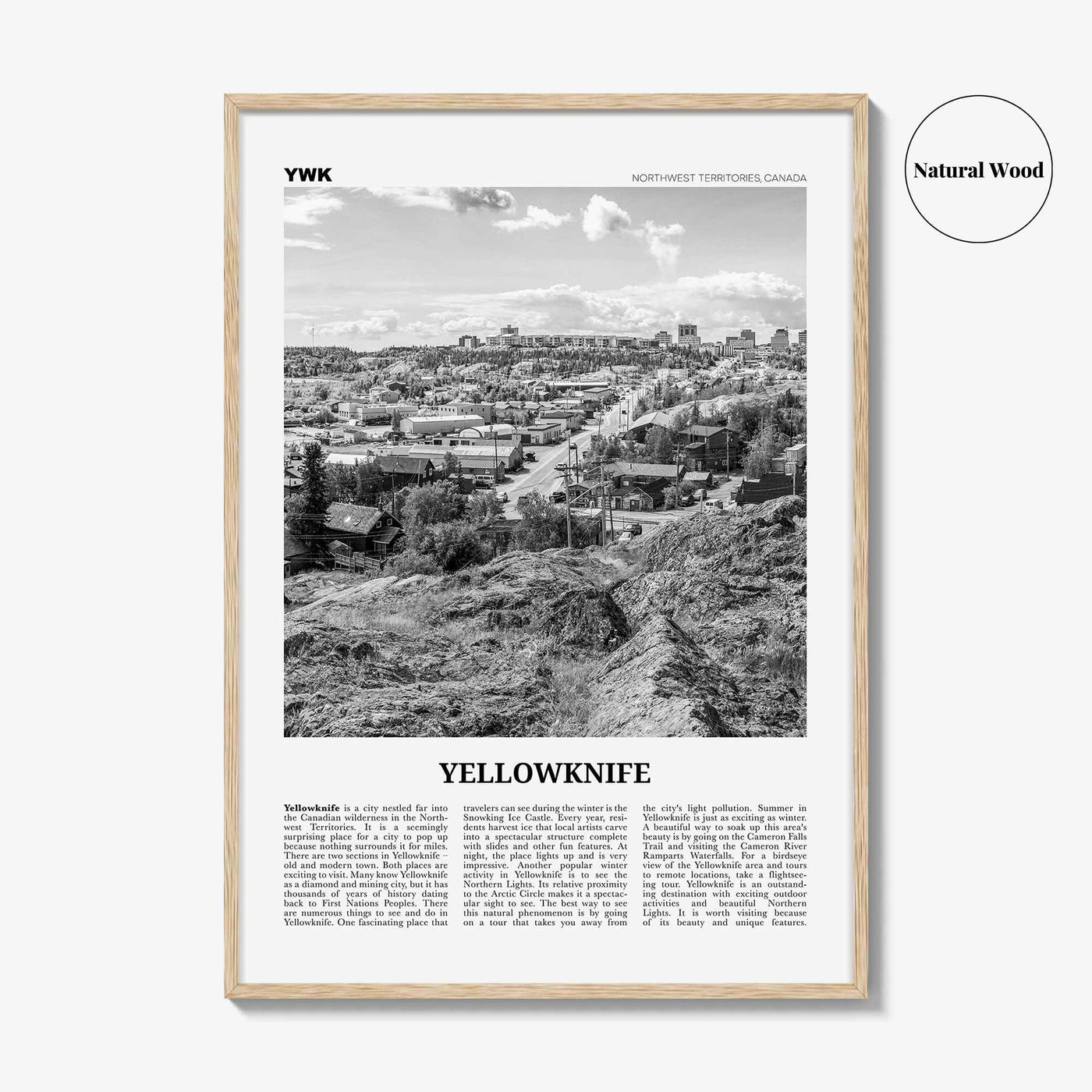 Yellowknife Print Black and White, Yellowknife Wall Art, Yellowknife Poster, Yellowknife Photo, Canada, Northwest Territories