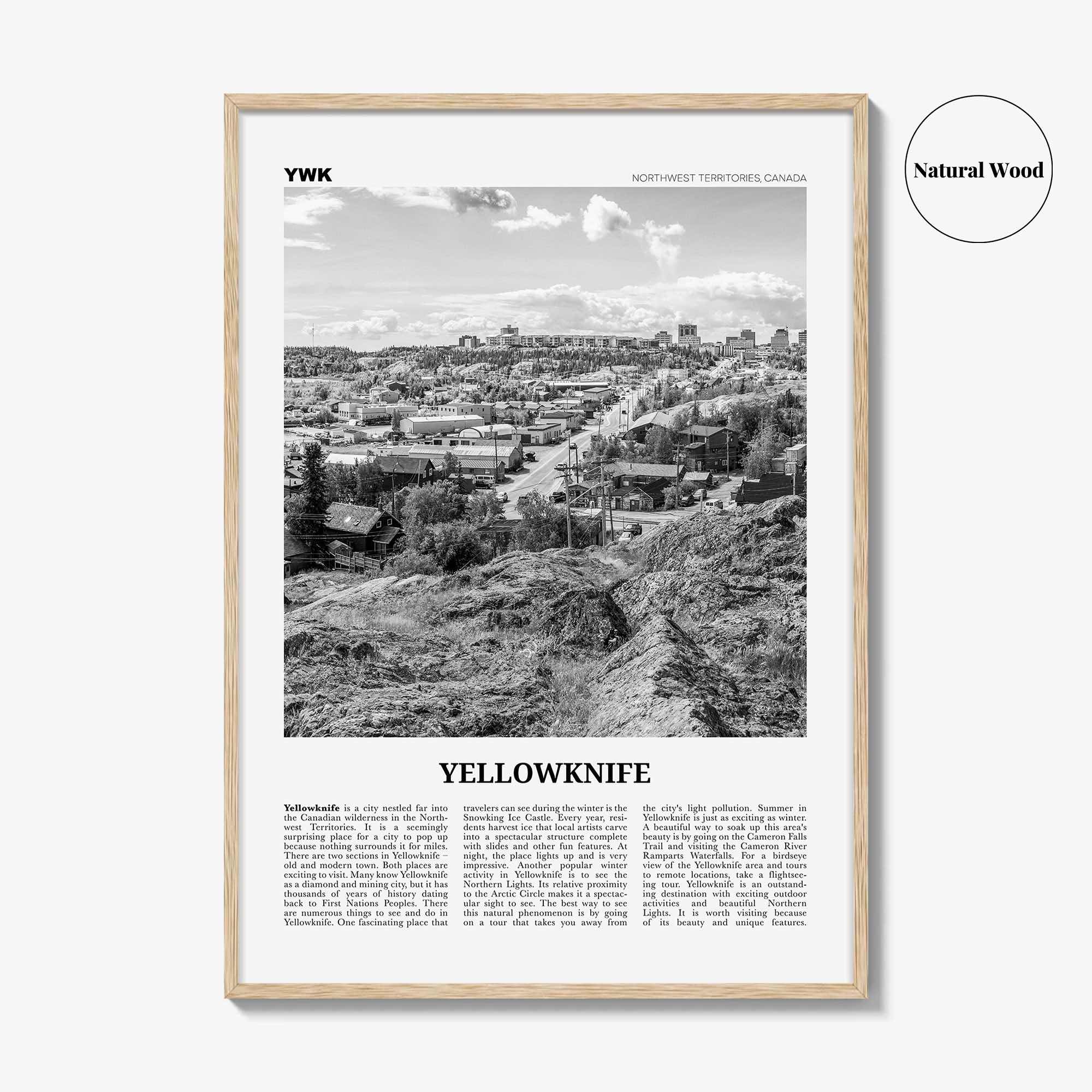 Yellowknife Print Black and White, Yellowknife Wall Art, Yellowknife Poster, Yellowknife Photo, Canada, Northwest Territories