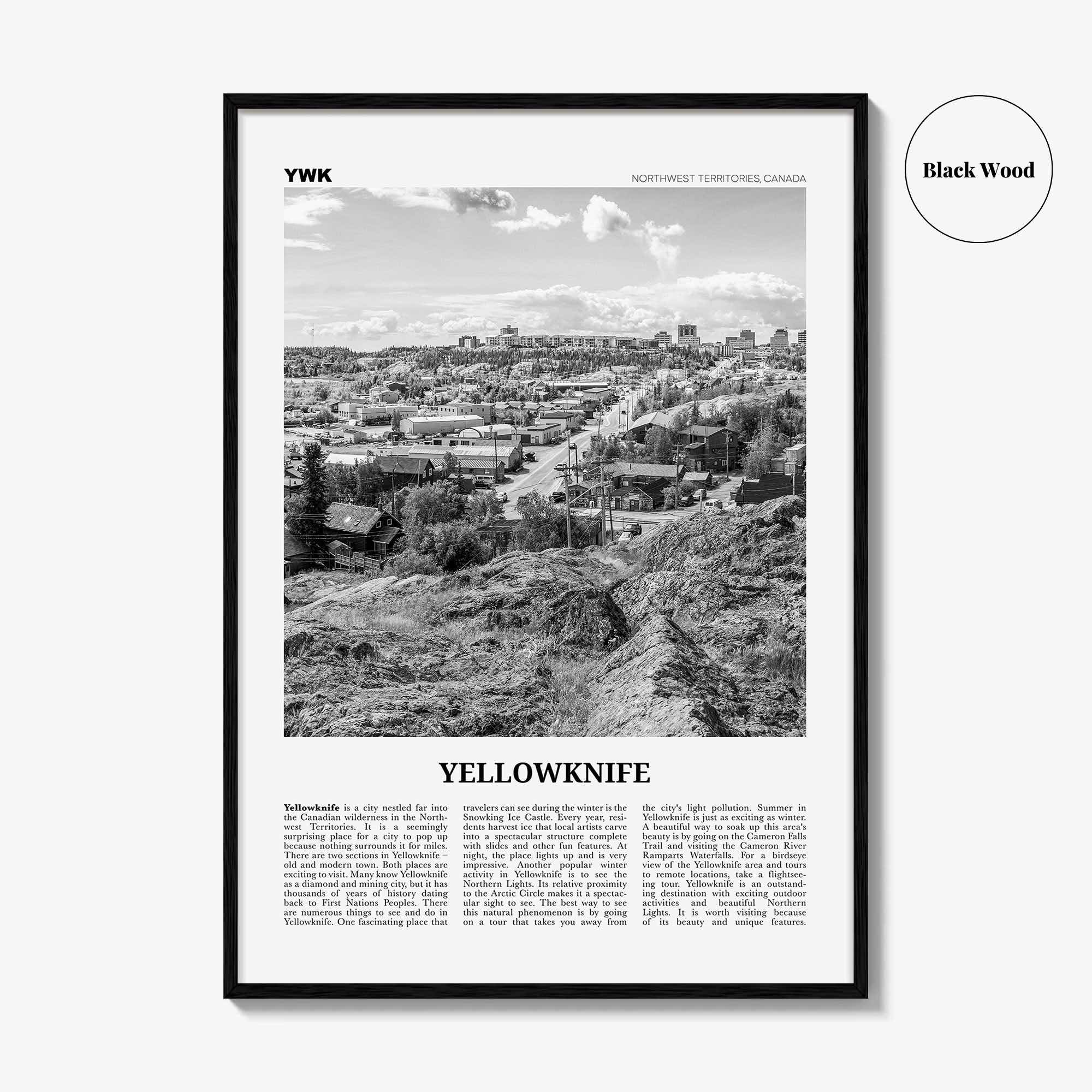 Yellowknife Print Black and White, Yellowknife Wall Art, Yellowknife Poster, Yellowknife Photo, Canada, Northwest Territories