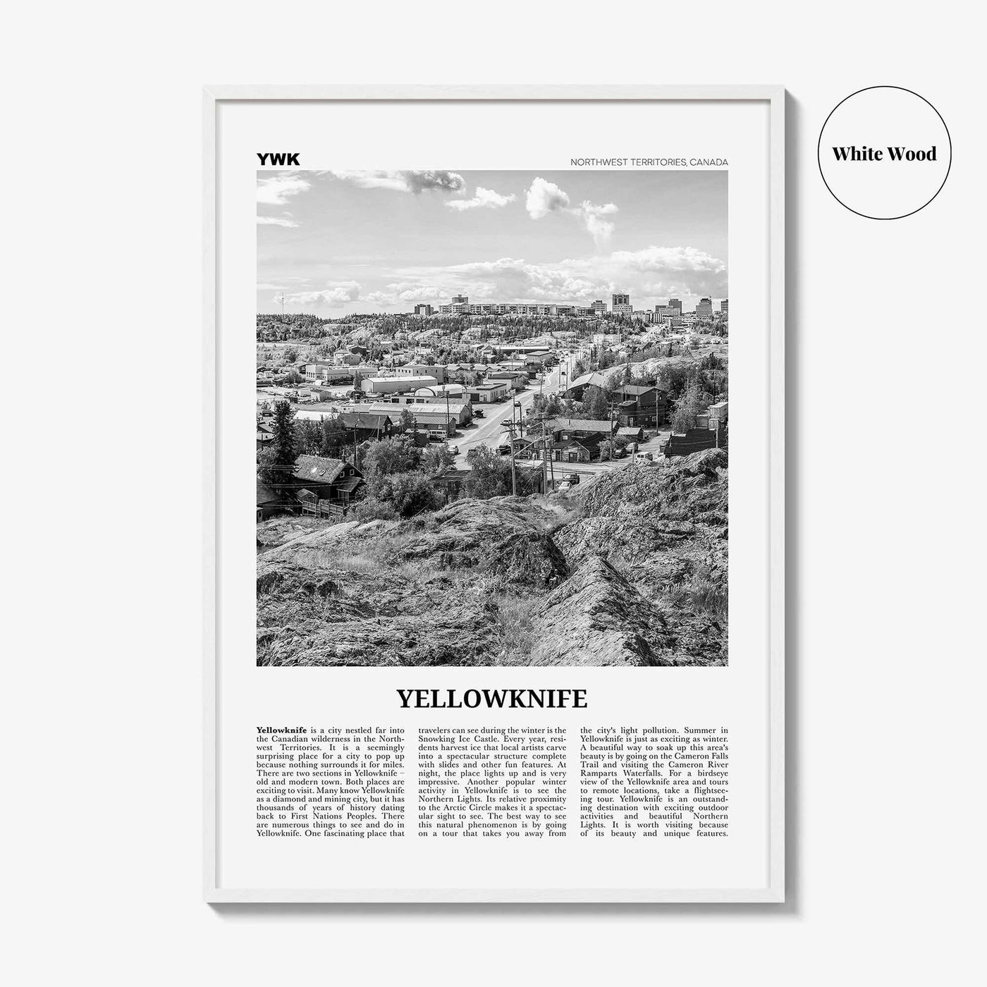 Yellowknife Print Black and White, Yellowknife Wall Art, Yellowknife Poster, Yellowknife Photo, Canada, Northwest Territories