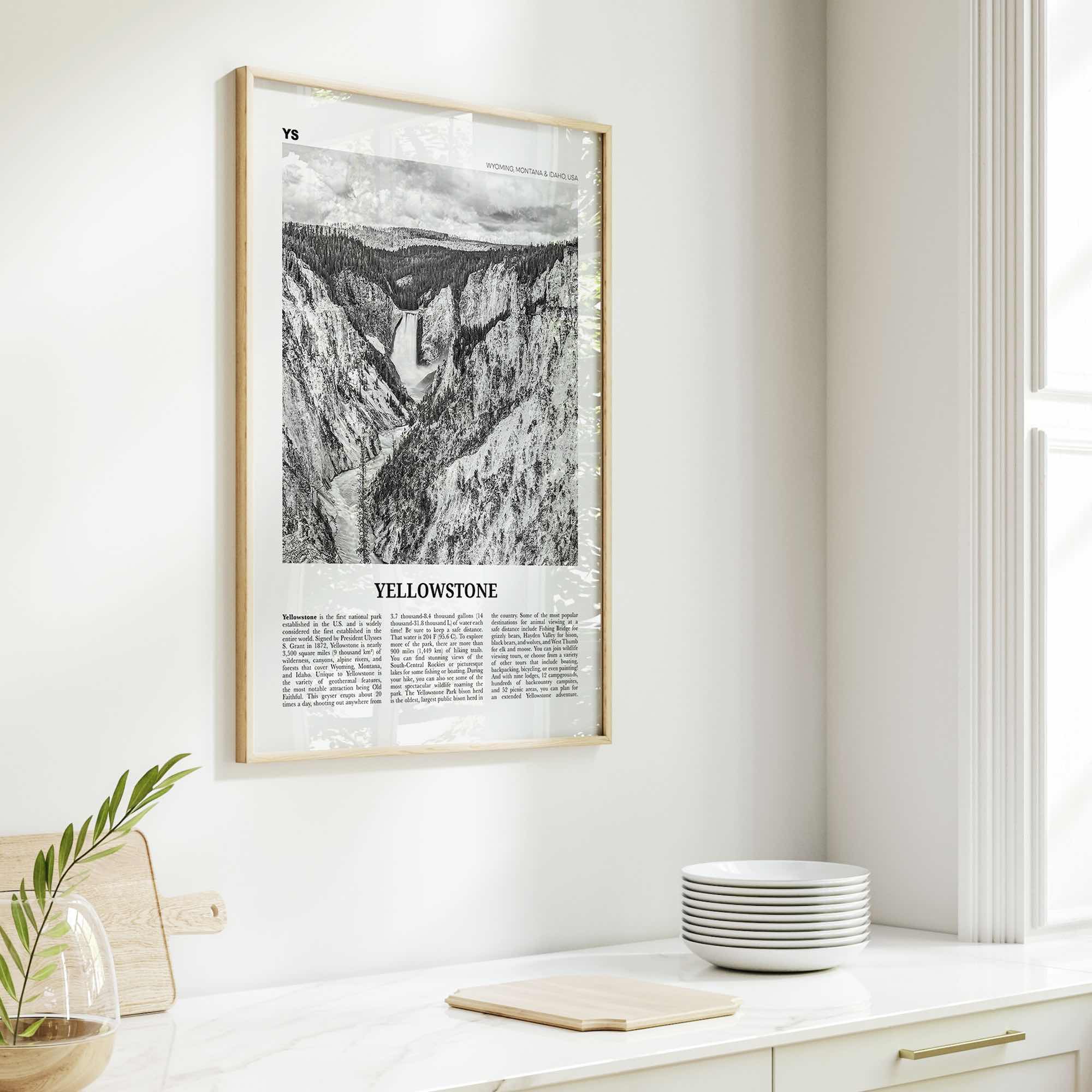 Yellowstone National Park Print Black and White, Yellowstone Wall Art, Yellowstone Poster, Yellowstone Photo, Wyoming, Montana, Idaho, USA