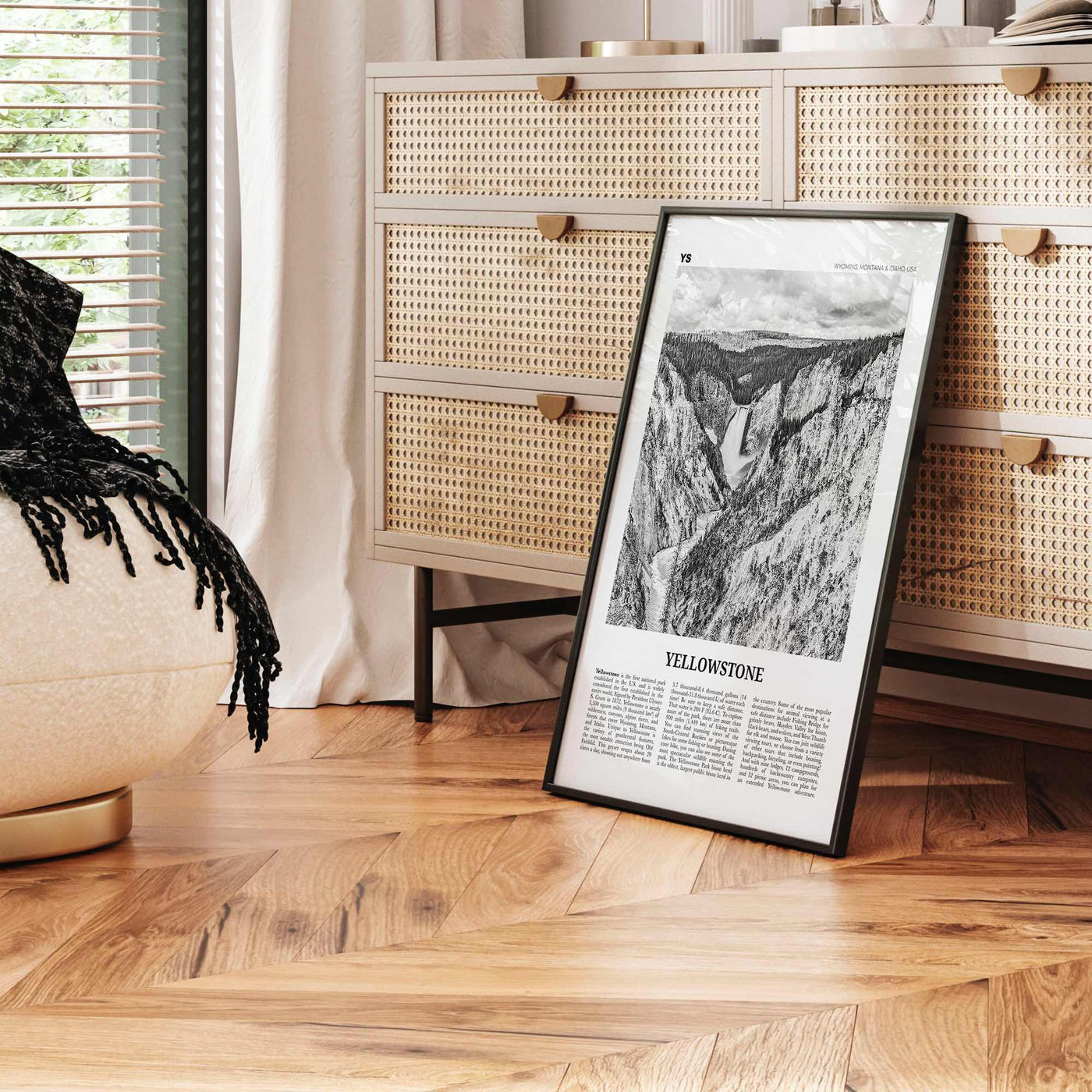 Yellowstone National Park Print Black and White, Yellowstone Wall Art, Yellowstone Poster, Yellowstone Photo, Wyoming, Montana, Idaho, USA