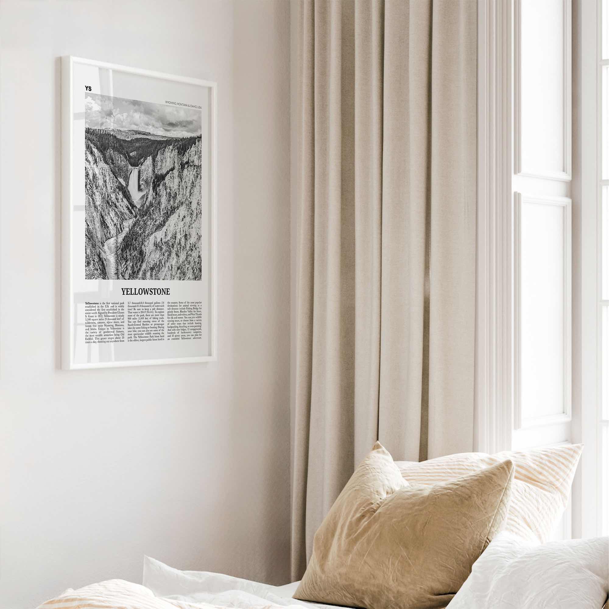 Yellowstone National Park Print Black and White, Yellowstone Wall Art, Yellowstone Poster, Yellowstone Photo, Wyoming, Montana, Idaho, USA