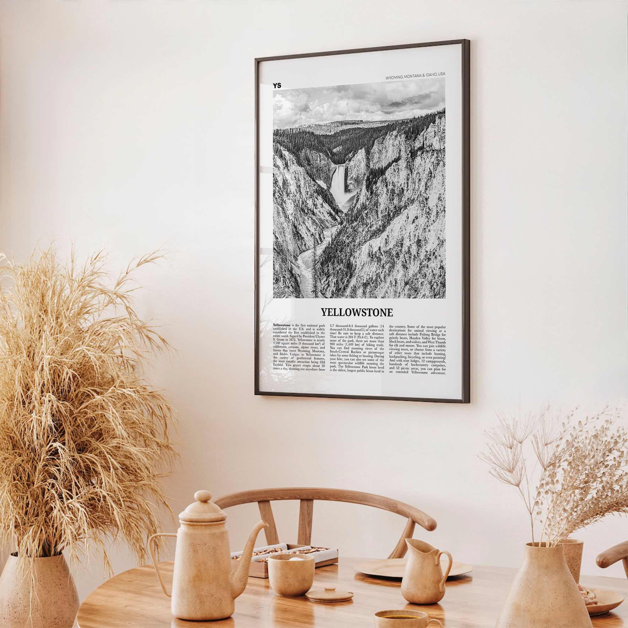 Yellowstone National Park Print Black and White, Yellowstone Wall Art, Yellowstone Poster, Yellowstone Photo, Wyoming, Montana, Idaho, USA