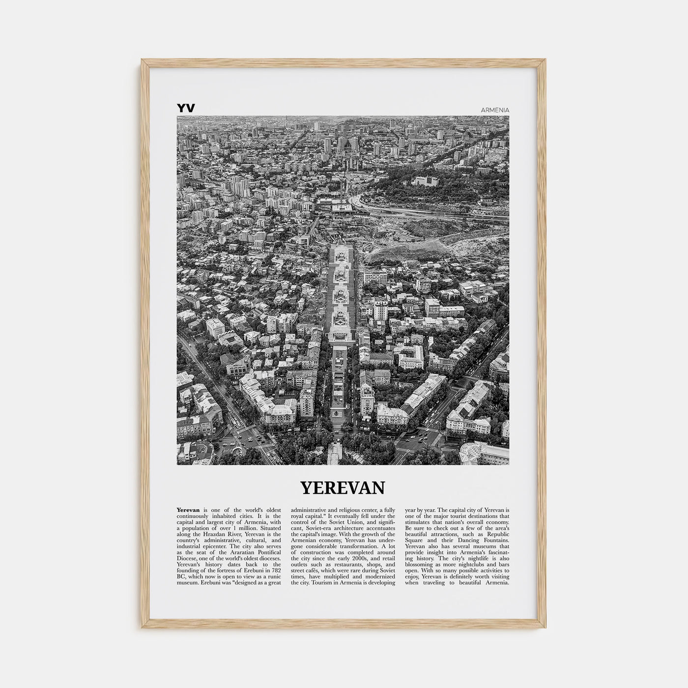 Yerevan Travel B&W Poster