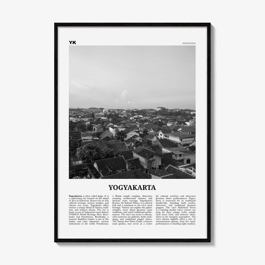 Yogyakarta Print Black and White, Yogyakarta Wall Art, Yogyakarta Poster, Yogyakarta Photo, Yogyakarta Wall Décor, Yogyakarta Map, Indonesia
