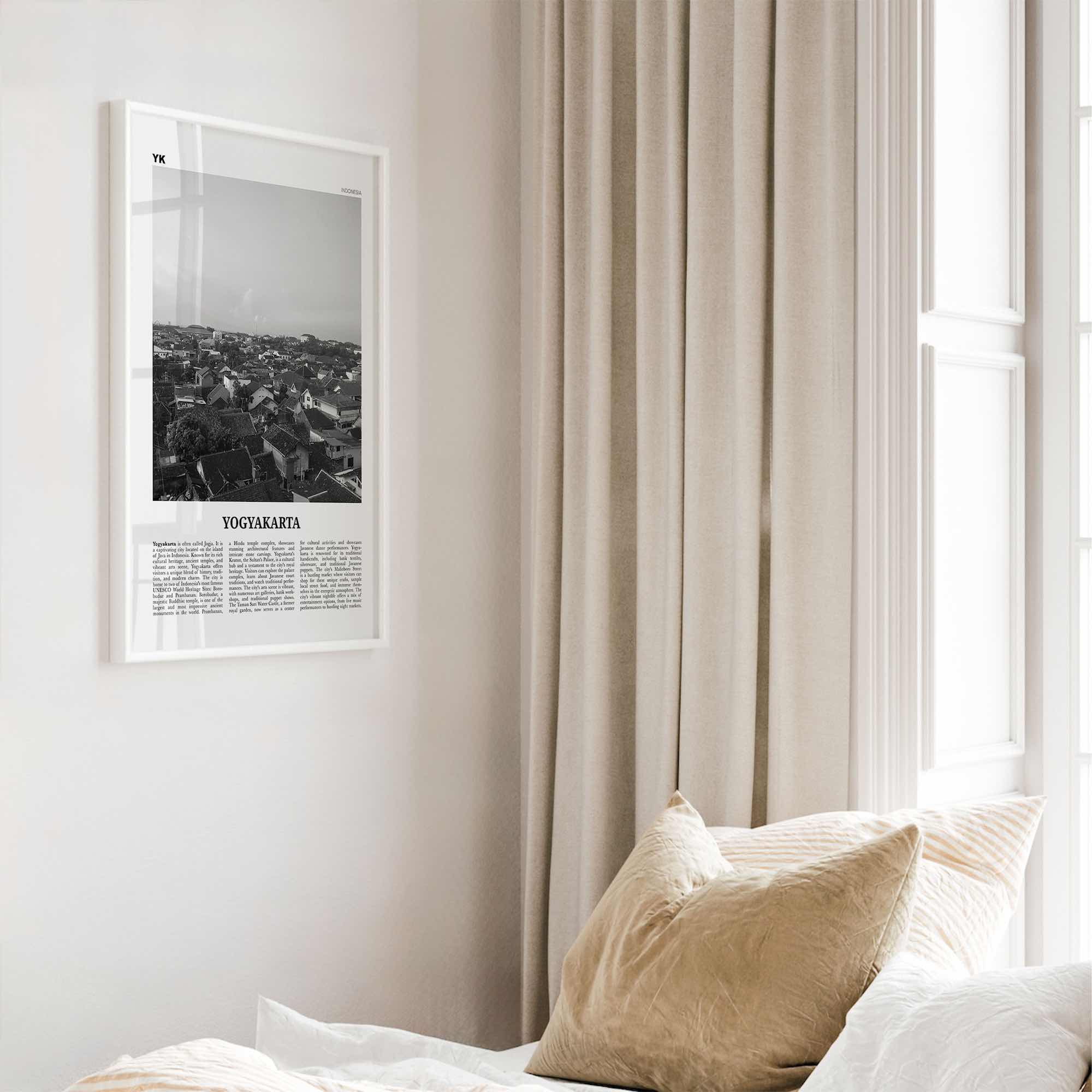 Yogyakarta Print Black and White, Yogyakarta Wall Art, Yogyakarta Poster, Yogyakarta Photo, Yogyakarta Wall Décor, Yogyakarta Map, Indonesia