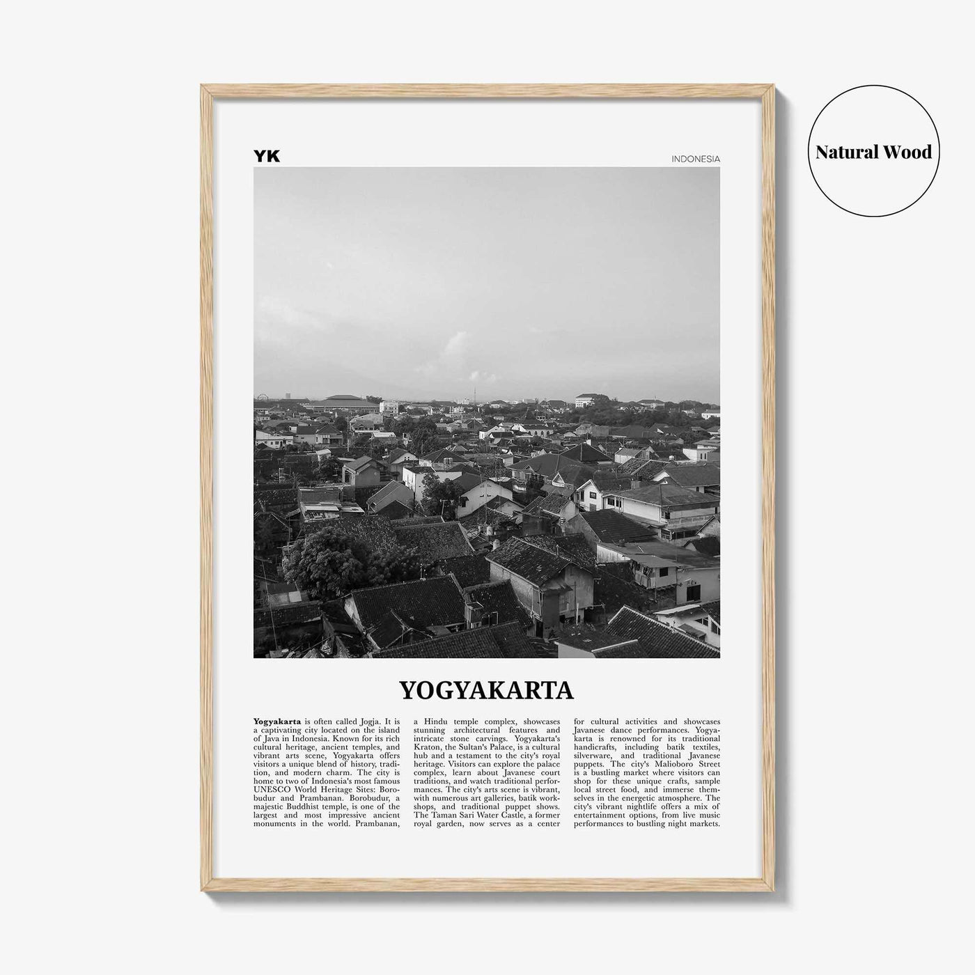 Yogyakarta Print Black and White, Yogyakarta Wall Art, Yogyakarta Poster, Yogyakarta Photo, Yogyakarta Wall Décor, Yogyakarta Map, Indonesia