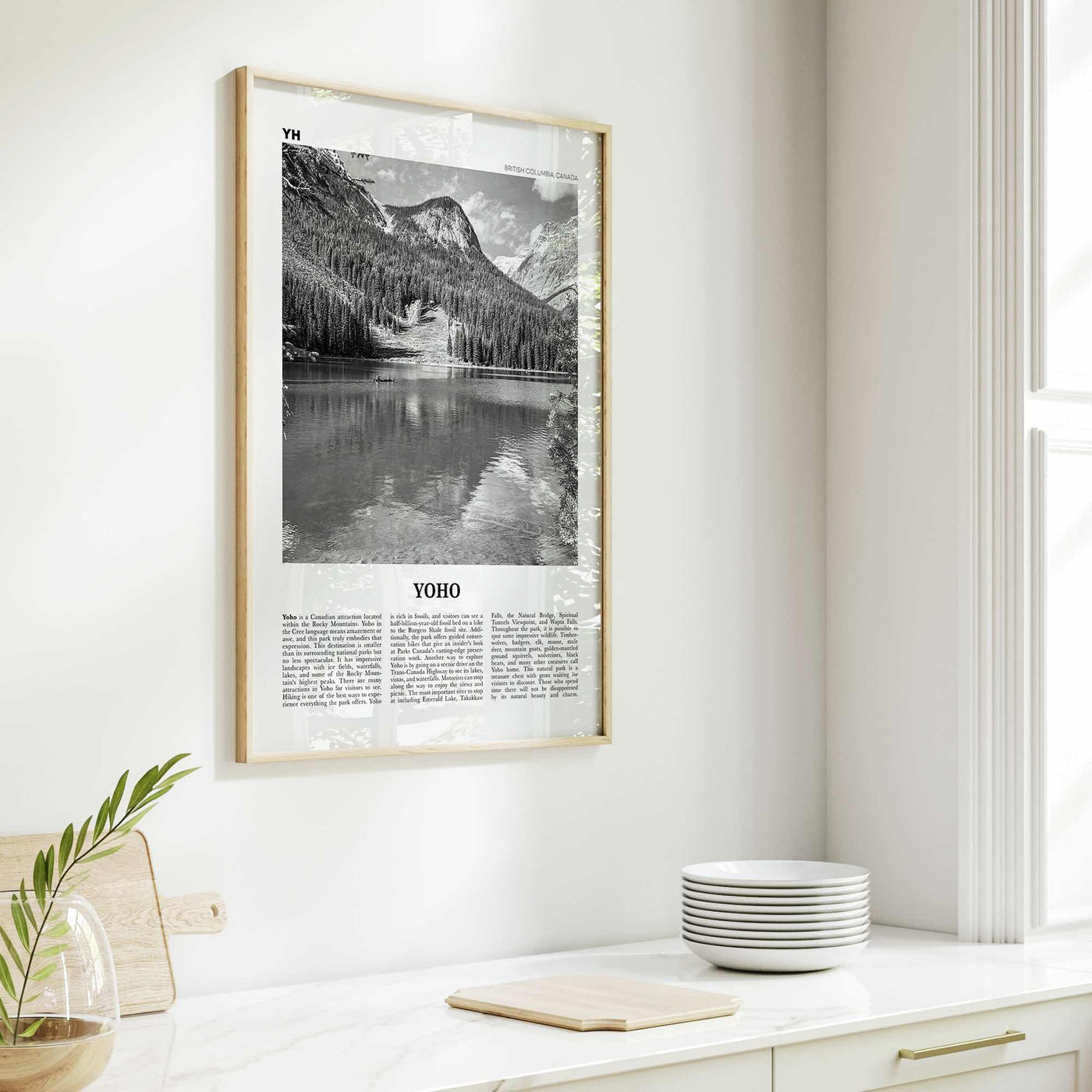 Yoho National Park Print Black and White, Yoho Wall Art, Yoho Poster, Yoho Photo, Yoho Wall Décor, Yoho Map, British Columbia, Canada