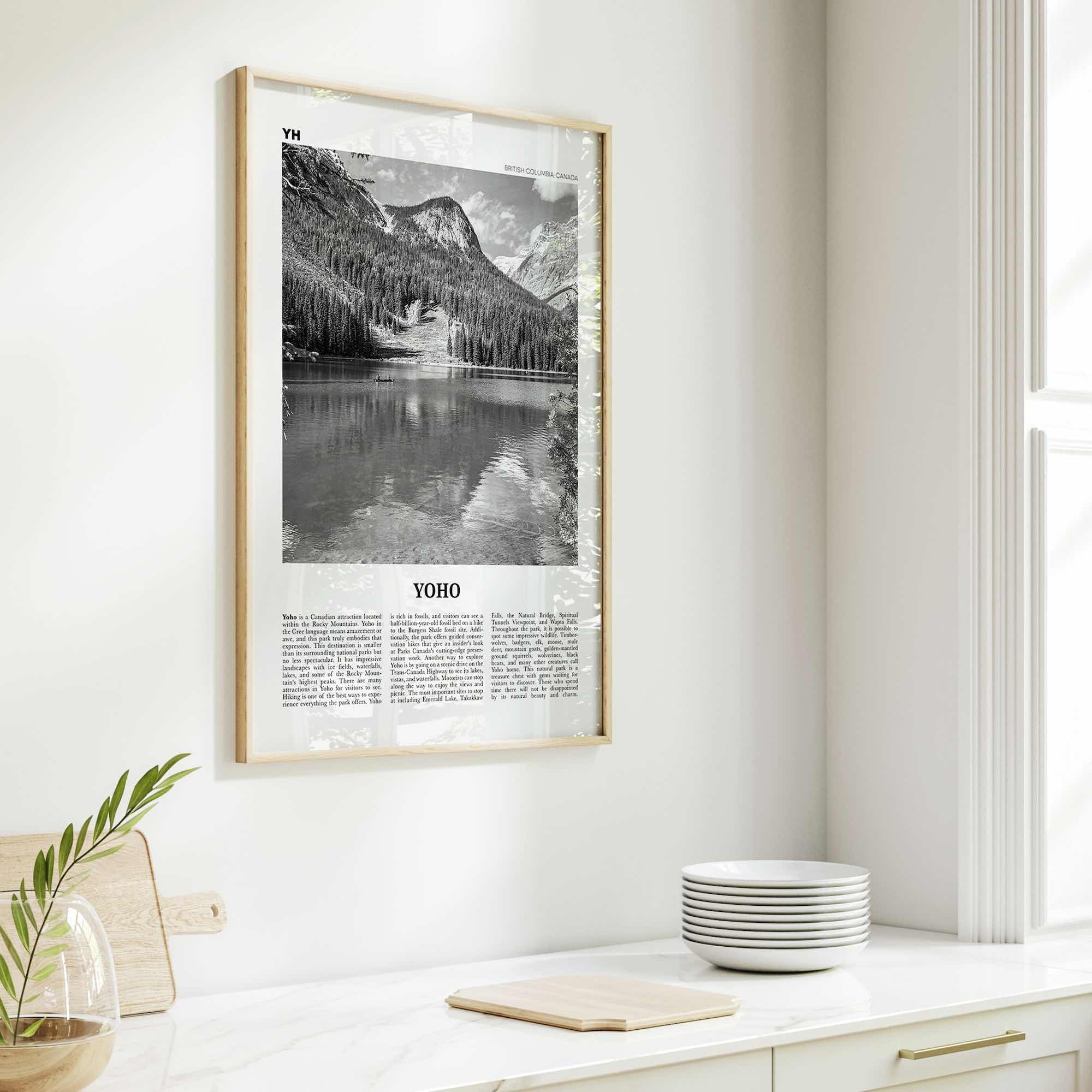 Yoho National Park Print Black and White, Yoho Wall Art, Yoho Poster, Yoho Photo, Yoho Wall Décor, Yoho Map, British Columbia, Canada