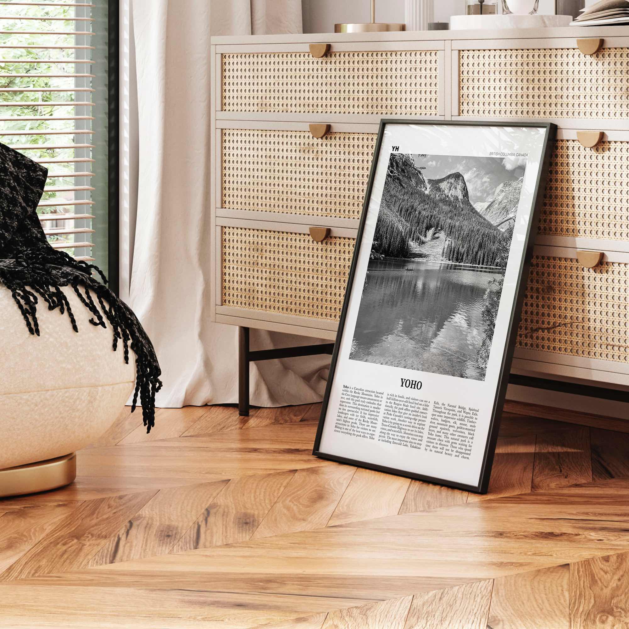 Yoho National Park Print Black and White, Yoho Wall Art, Yoho Poster, Yoho Photo, Yoho Wall Décor, Yoho Map, British Columbia, Canada