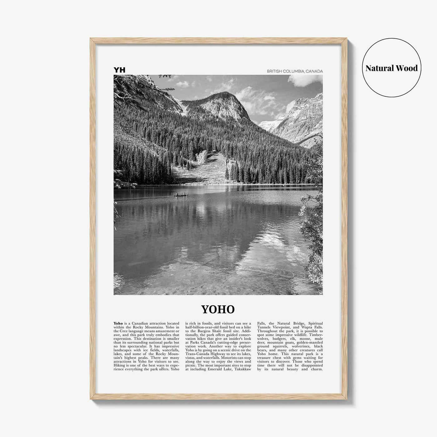 Yoho National Park Print Black and White, Yoho Wall Art, Yoho Poster, Yoho Photo, Yoho Wall Décor, Yoho Map, British Columbia, Canada