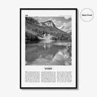 Yoho National Park Print Black and White, Yoho Wall Art, Yoho Poster, Yoho Photo, Yoho Wall Décor, Yoho Map, British Columbia, Canada