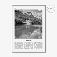 Yoho National Park Print Black and White, Yoho Wall Art, Yoho Poster, Yoho Photo, Yoho Wall Décor, Yoho Map, British Columbia, Canada