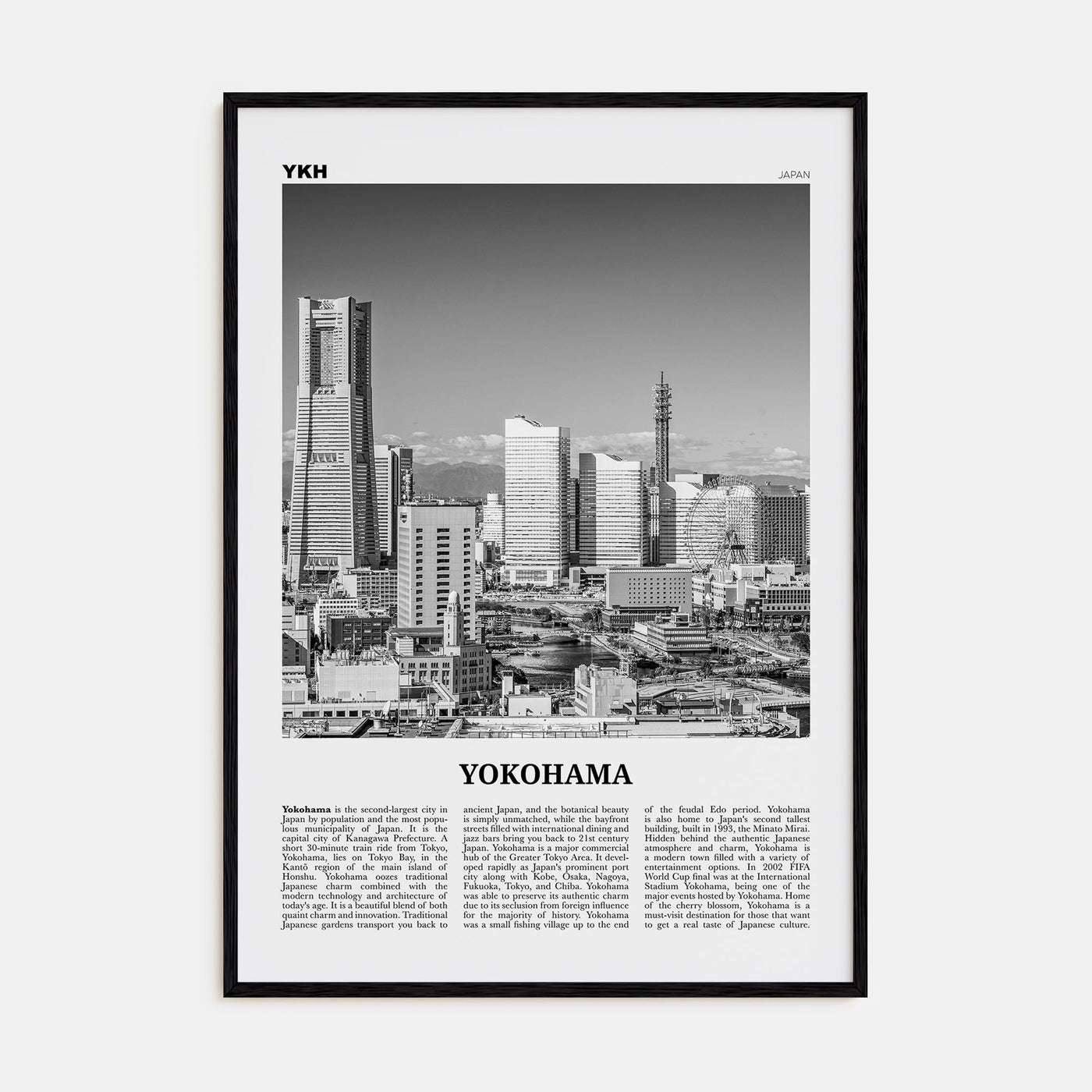 Yokohama Travel B&W Poster