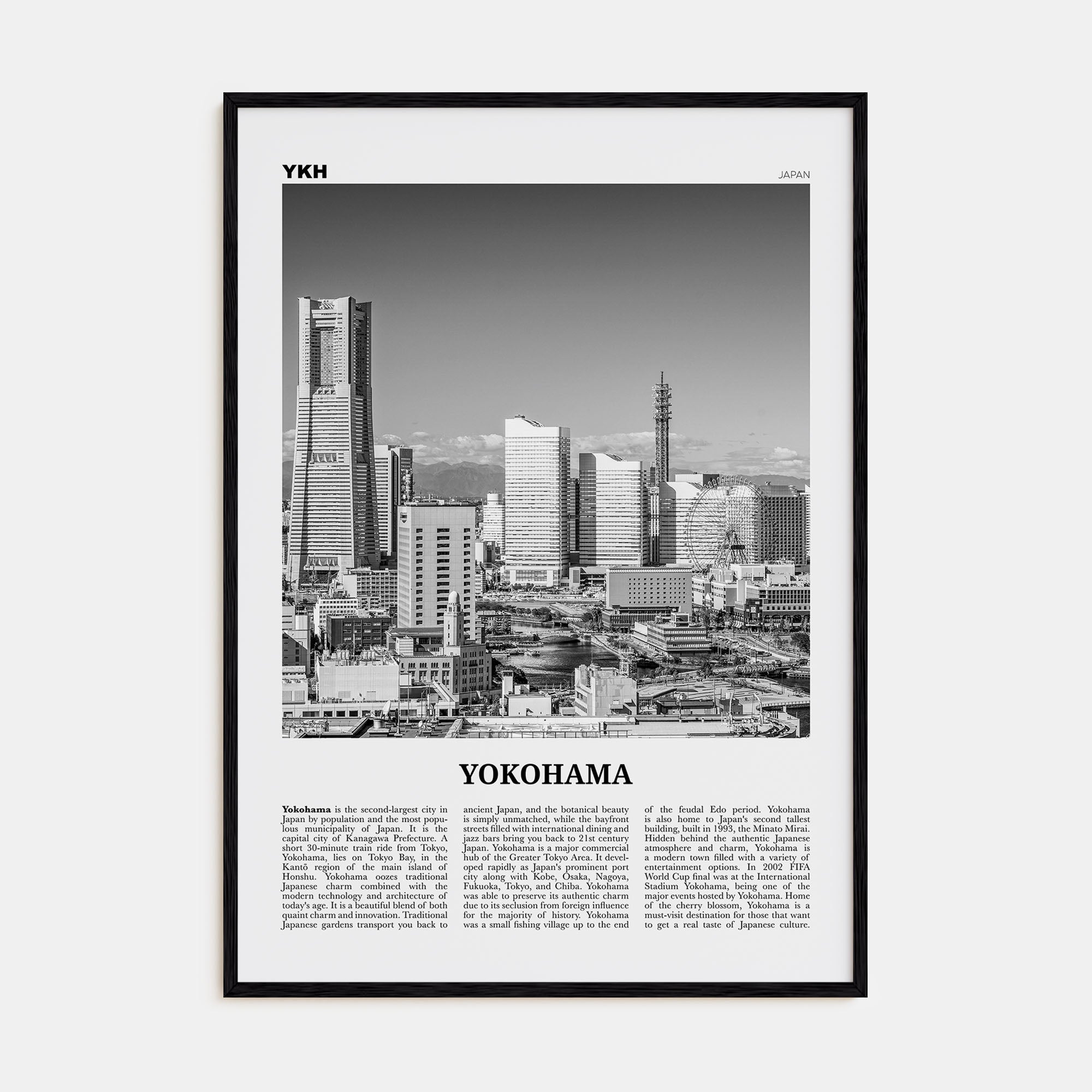Yokohama Travel B&W Poster