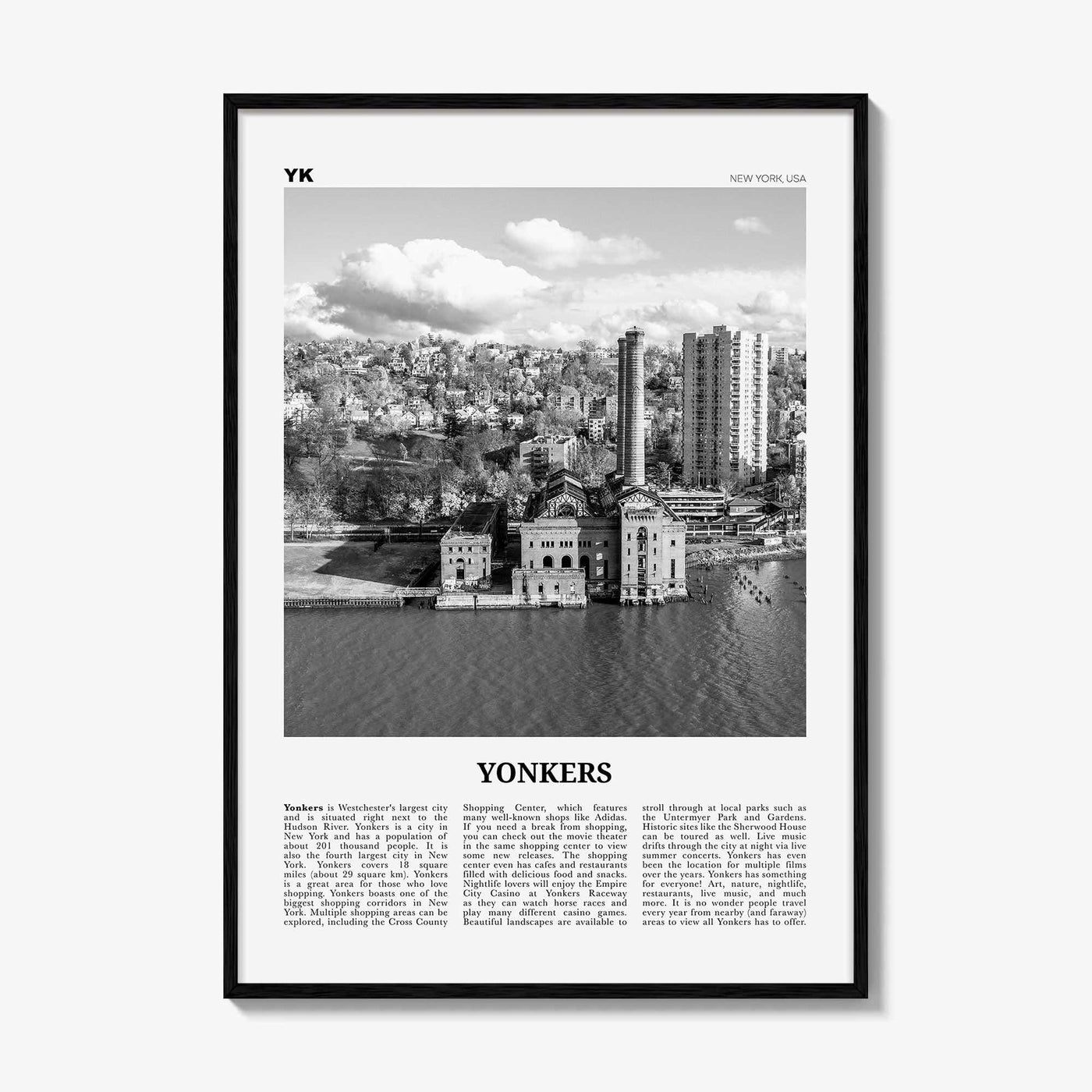 Yonkers Print Black and White, Yonkers Wall Art, Yonkers Poster, Yonkers Photo, Yonkers Wall Décor, New York, USA, United States