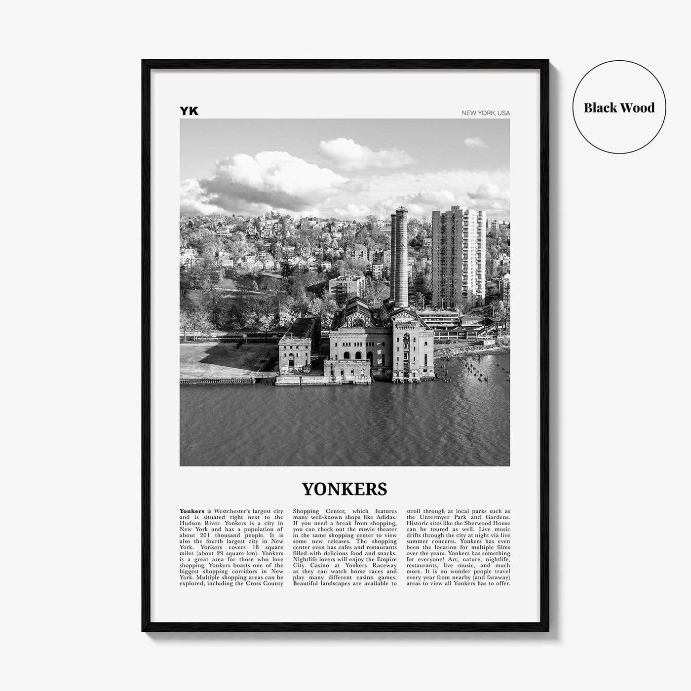 Yonkers Print Black and White, Yonkers Wall Art, Yonkers Poster, Yonkers Photo, Yonkers Wall Décor, New York, USA, United States