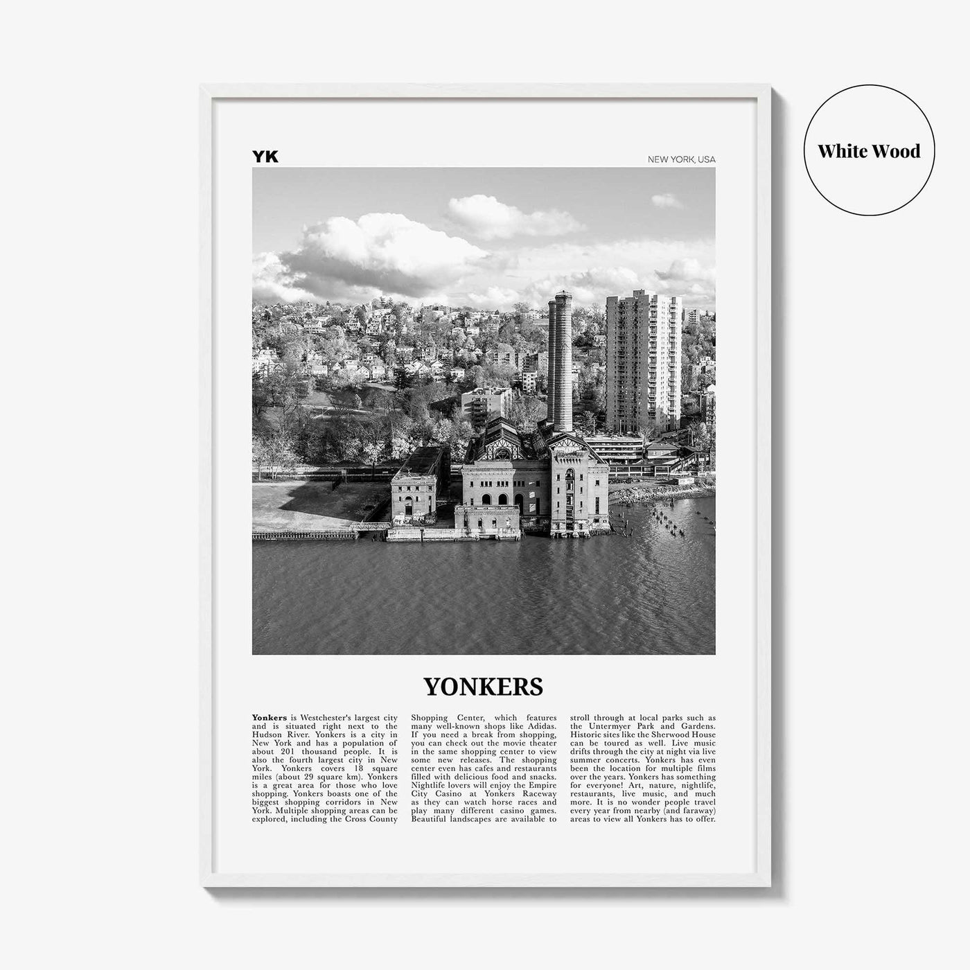 Yonkers Print Black and White, Yonkers Wall Art, Yonkers Poster, Yonkers Photo, Yonkers Wall Décor, New York, USA, United States