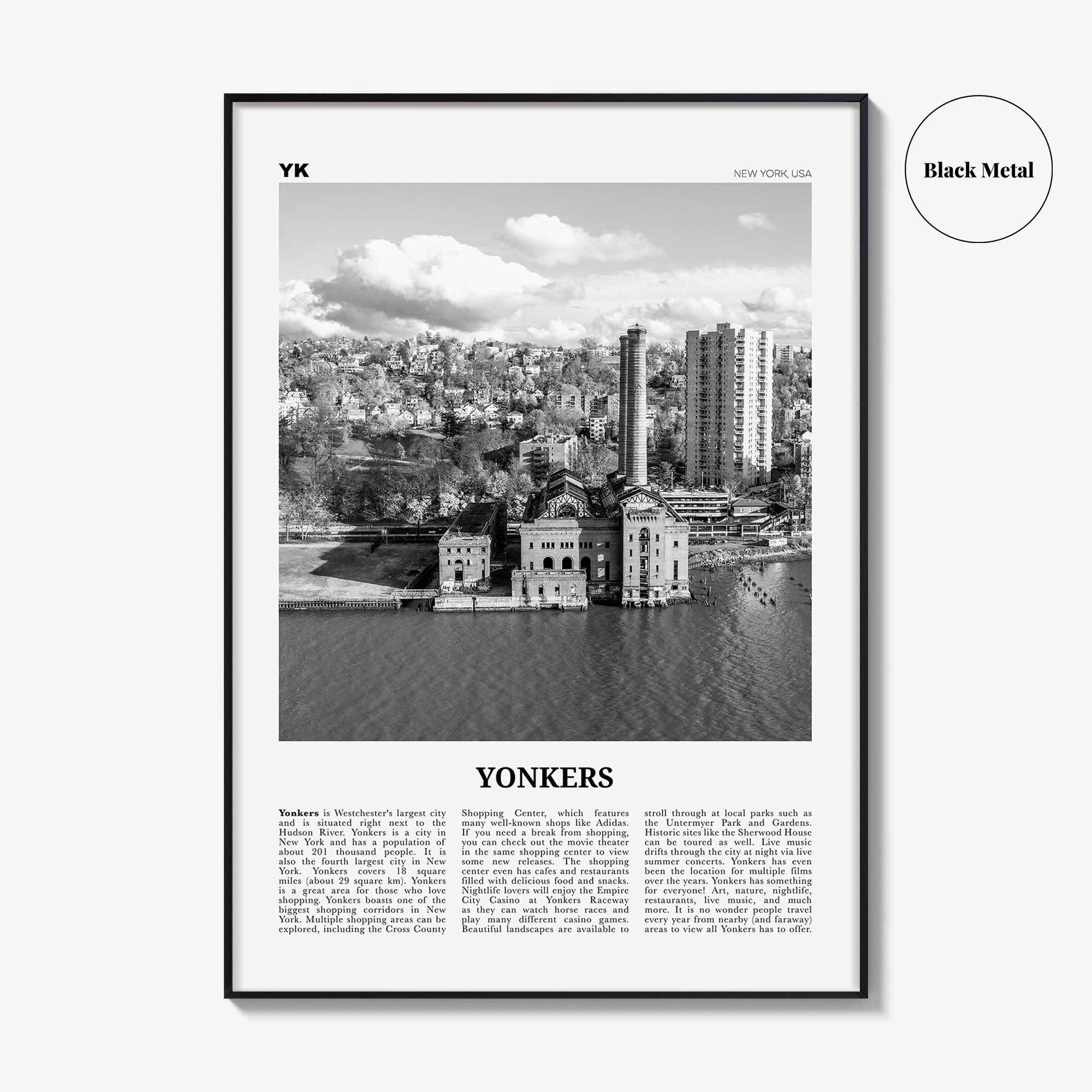 Yonkers Print Black and White, Yonkers Wall Art, Yonkers Poster, Yonkers Photo, Yonkers Wall Décor, New York, USA, United States