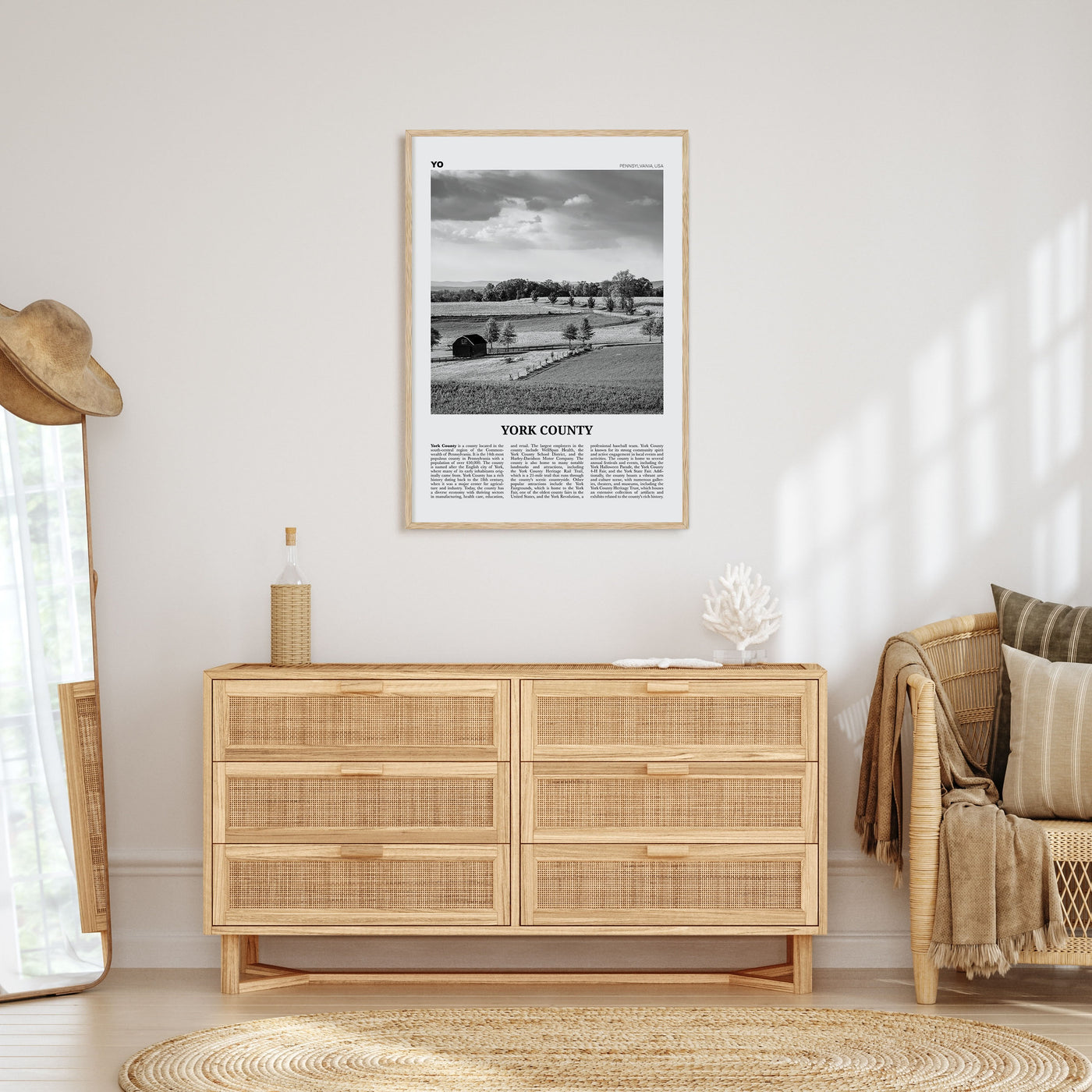 York County Travel B&W Poster