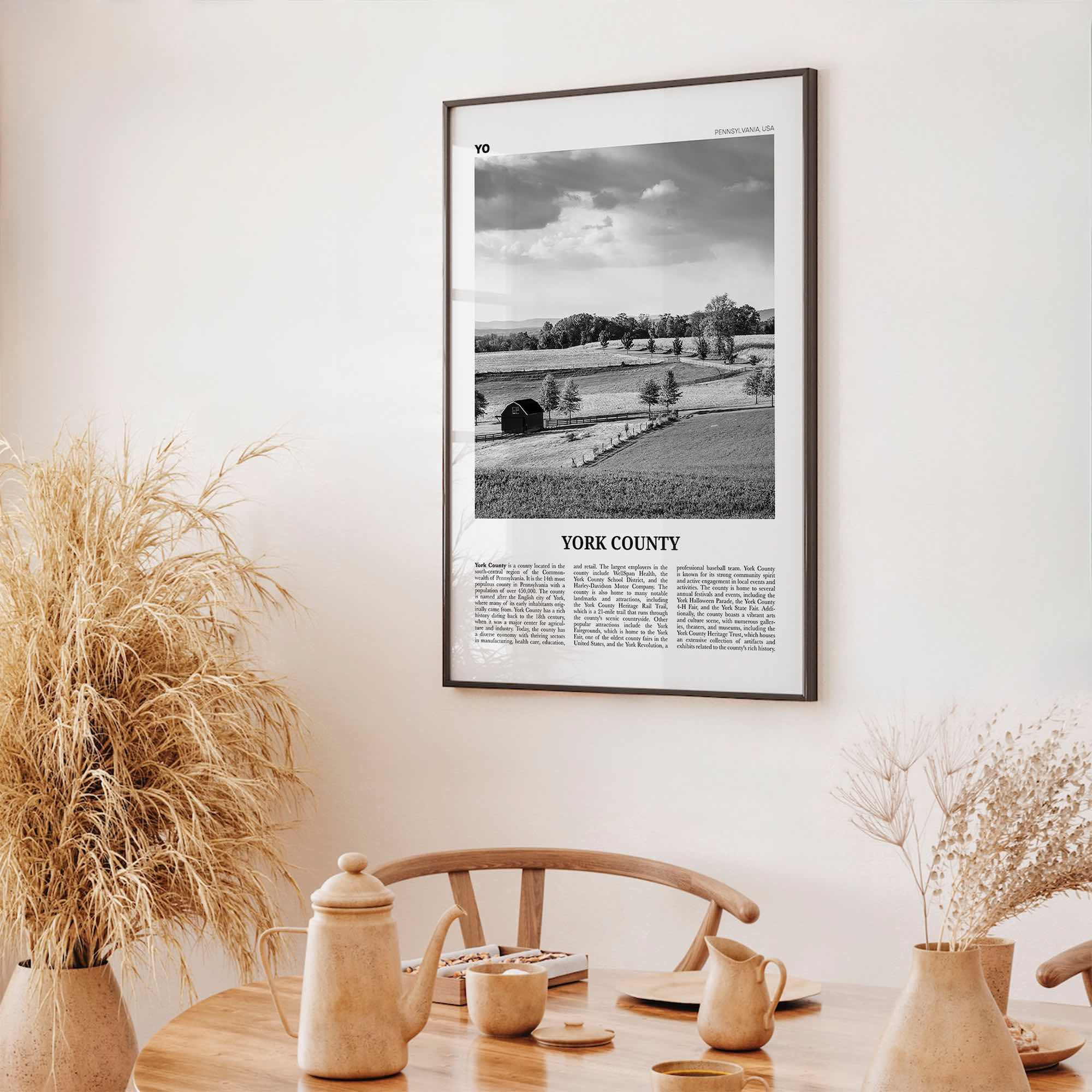 York County Print Black and White, York County Wall Art, York County Poster, York County Photo, York County Wall Décor, York County Map