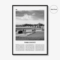 York County Print Black and White, York County Wall Art, York County Poster, York County Photo, York County Wall Décor, York County Map