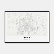 York, England Map Landscape Poster