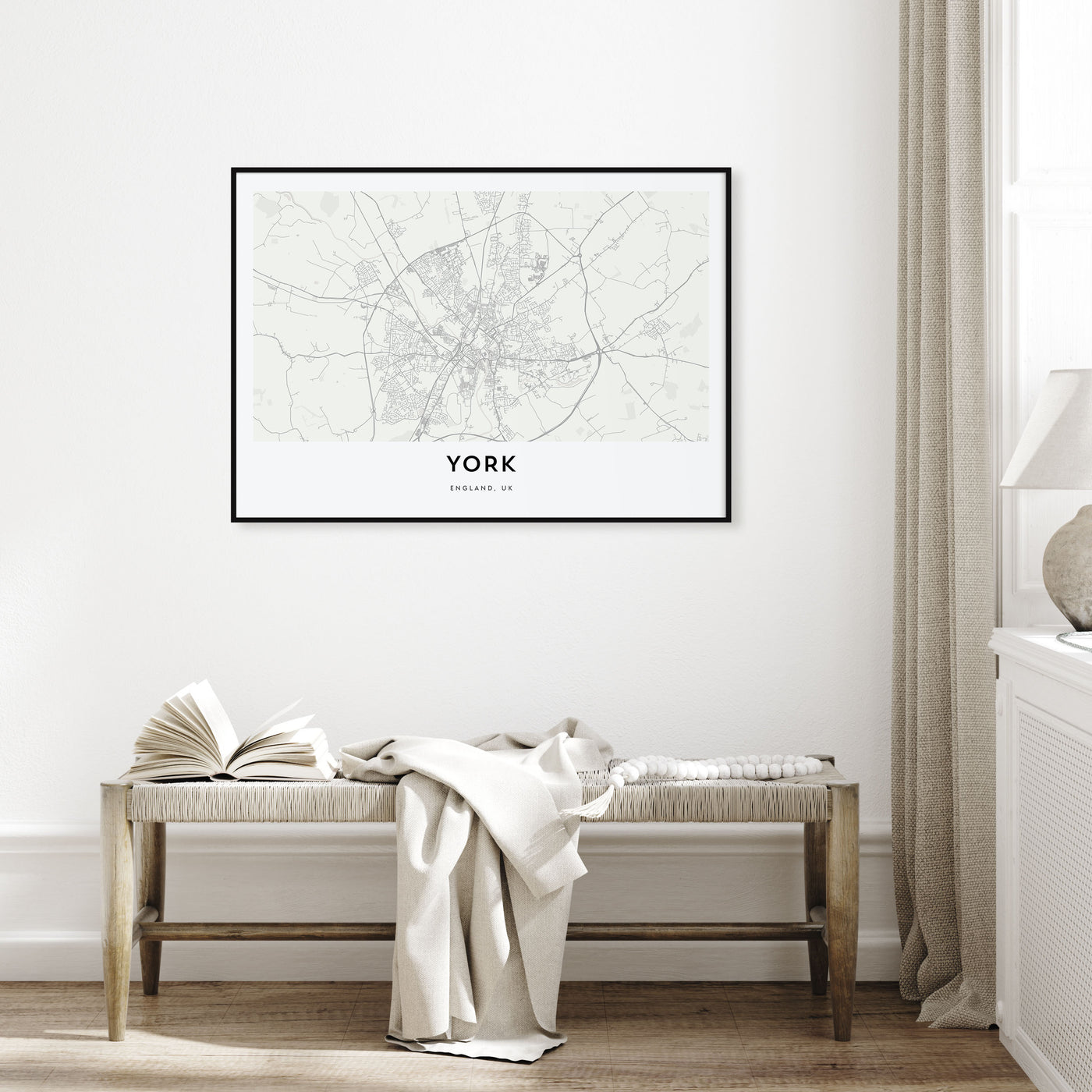 York, England Map Landscape Poster