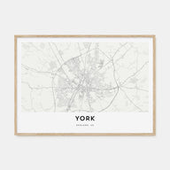 York, England Map Landscape Poster