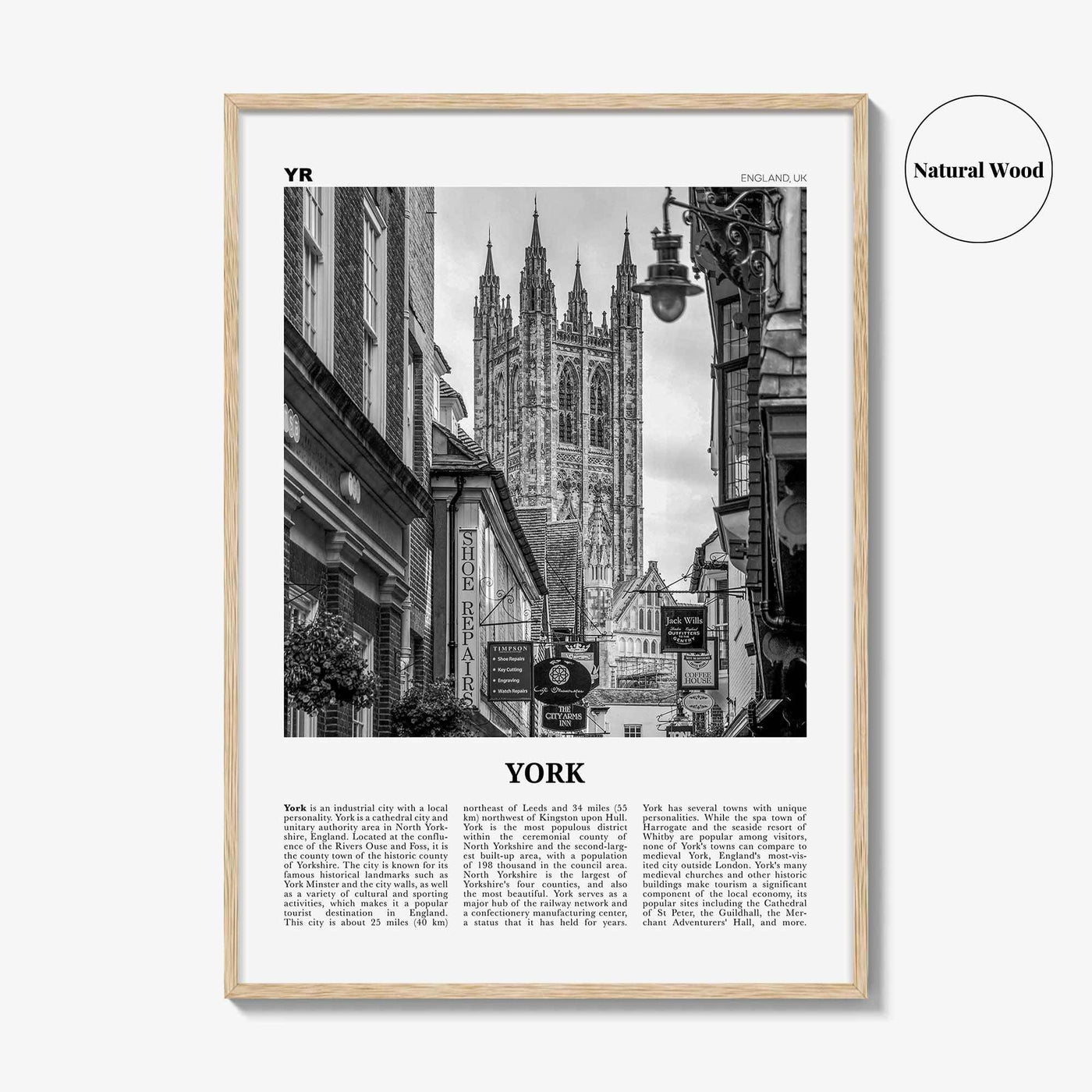 York Print Black and White England, York Wall Art, York Poster, York Photo, York Wall Decor, England, UK, United Kingdom, Europe
