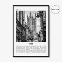 York Print Black and White England, York Wall Art, York Poster, York Photo, York Wall Decor, England, UK, United Kingdom, Europe