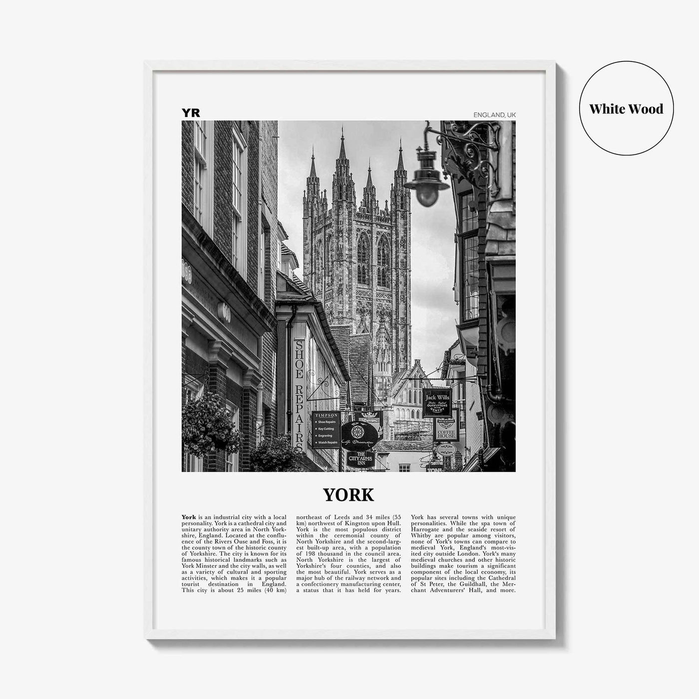 York Print Black and White England, York Wall Art, York Poster, York Photo, York Wall Decor, England, UK, United Kingdom, Europe