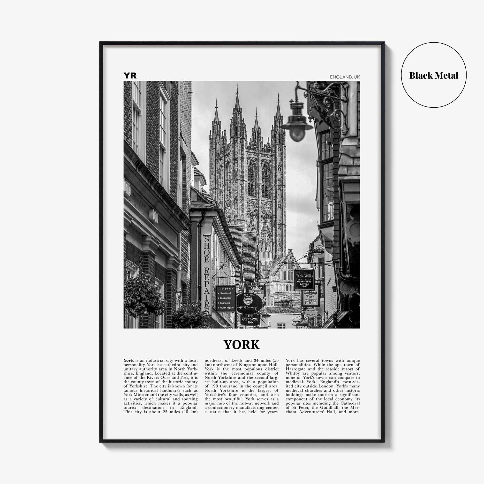 York Print Black and White England, York Wall Art, York Poster, York Photo, York Wall Decor, England, UK, United Kingdom, Europe
