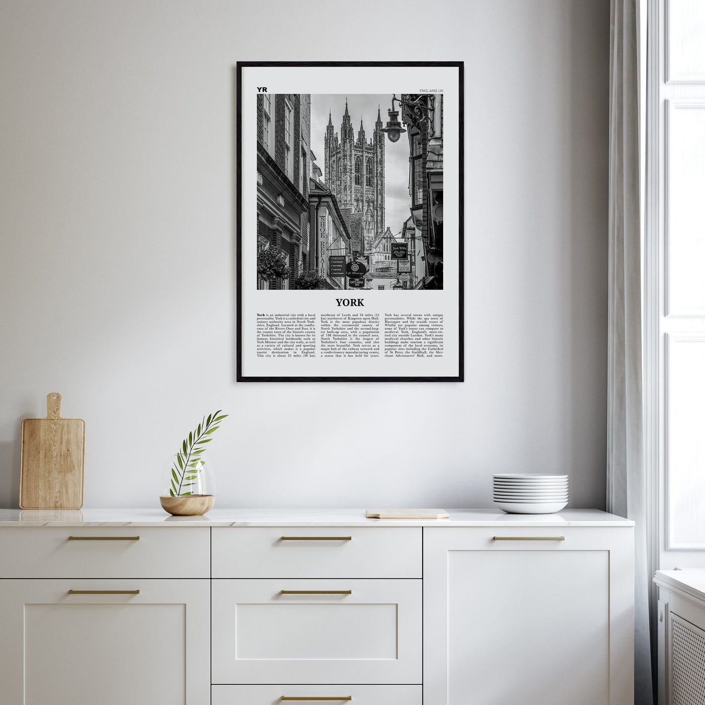 York, England Travel B&W Poster