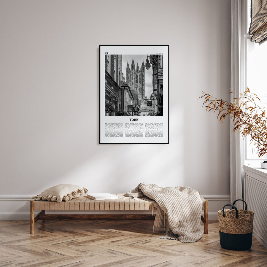 York, England Travel B&W Poster