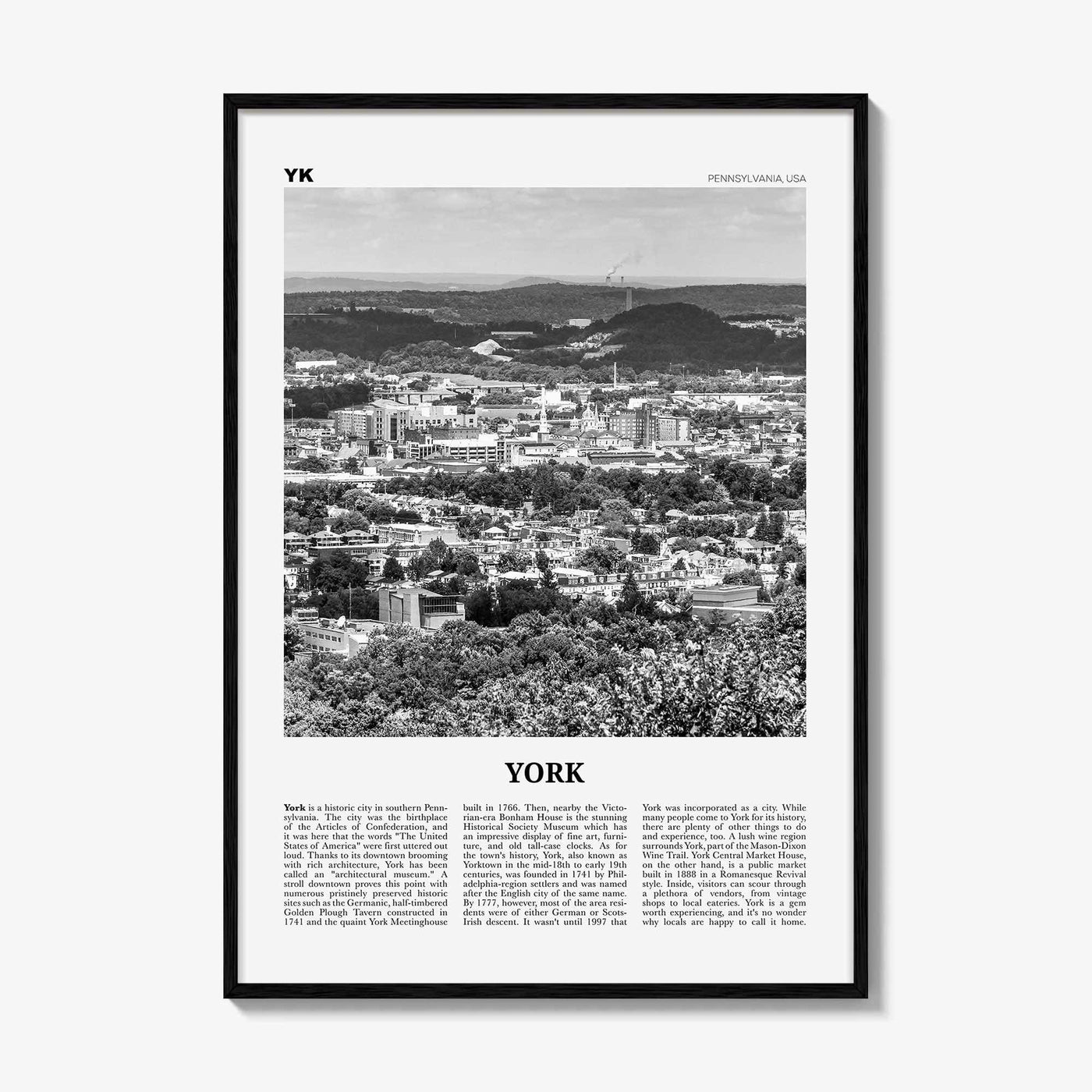York Print Black and White Pennsylvania, York Wall Art, York Poster, York Photo, York Wall Décor, York Map, Pennsylvania, USA
