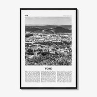 York Print Black and White Pennsylvania, York Wall Art, York Poster, York Photo, York Wall Décor, York Map, Pennsylvania, USA