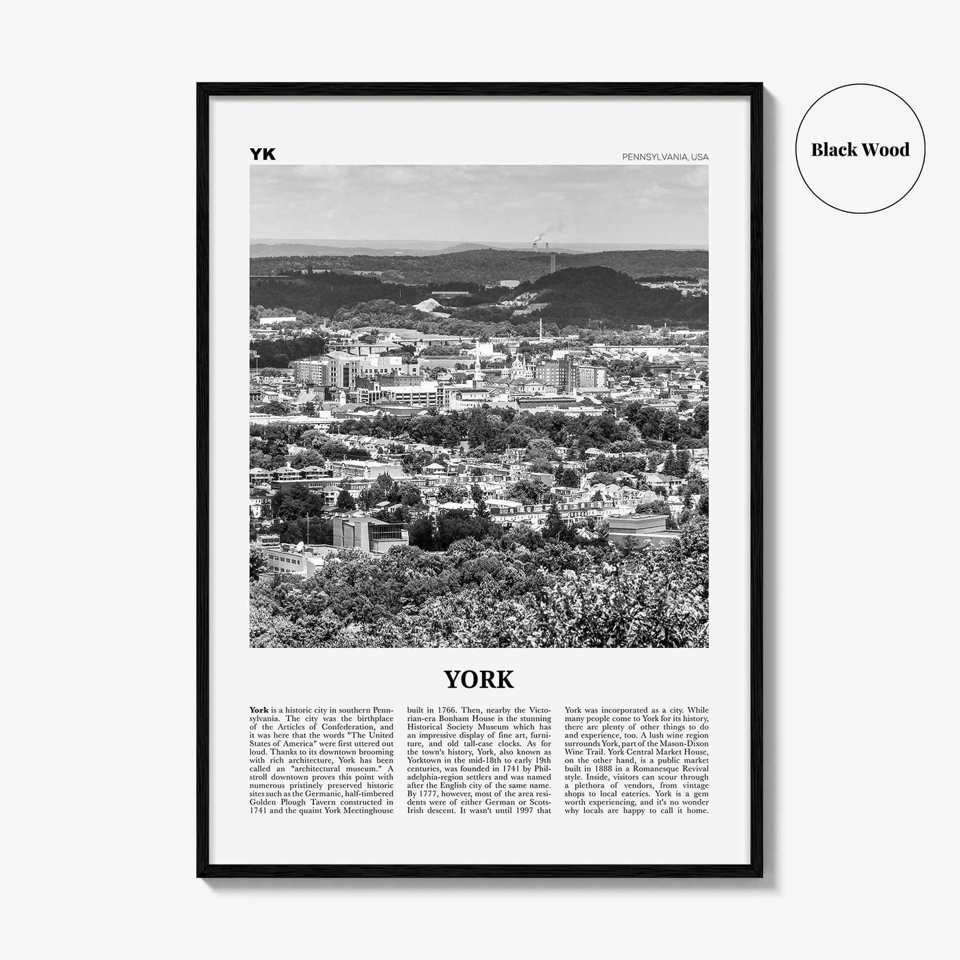 York Print Black and White Pennsylvania, York Wall Art, York Poster, York Photo, York Wall Décor, York Map, Pennsylvania, USA