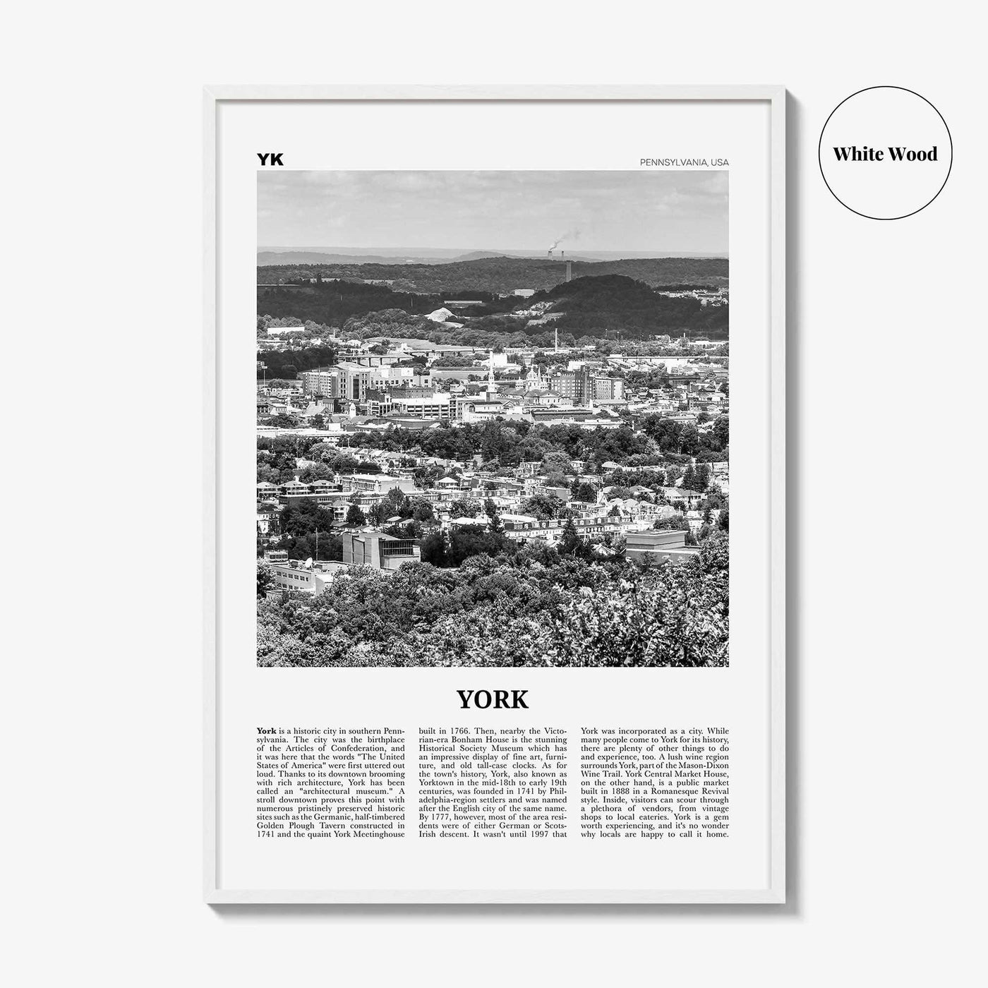 York Print Black and White Pennsylvania, York Wall Art, York Poster, York Photo, York Wall Décor, York Map, Pennsylvania, USA