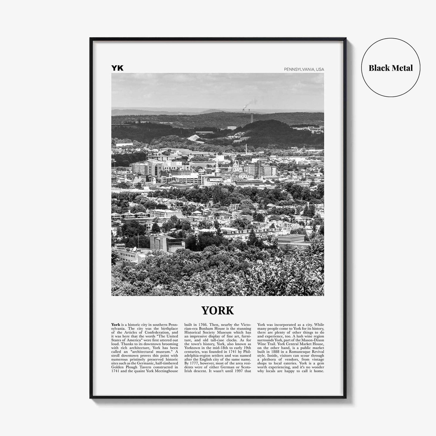 York Print Black and White Pennsylvania, York Wall Art, York Poster, York Photo, York Wall Décor, York Map, Pennsylvania, USA
