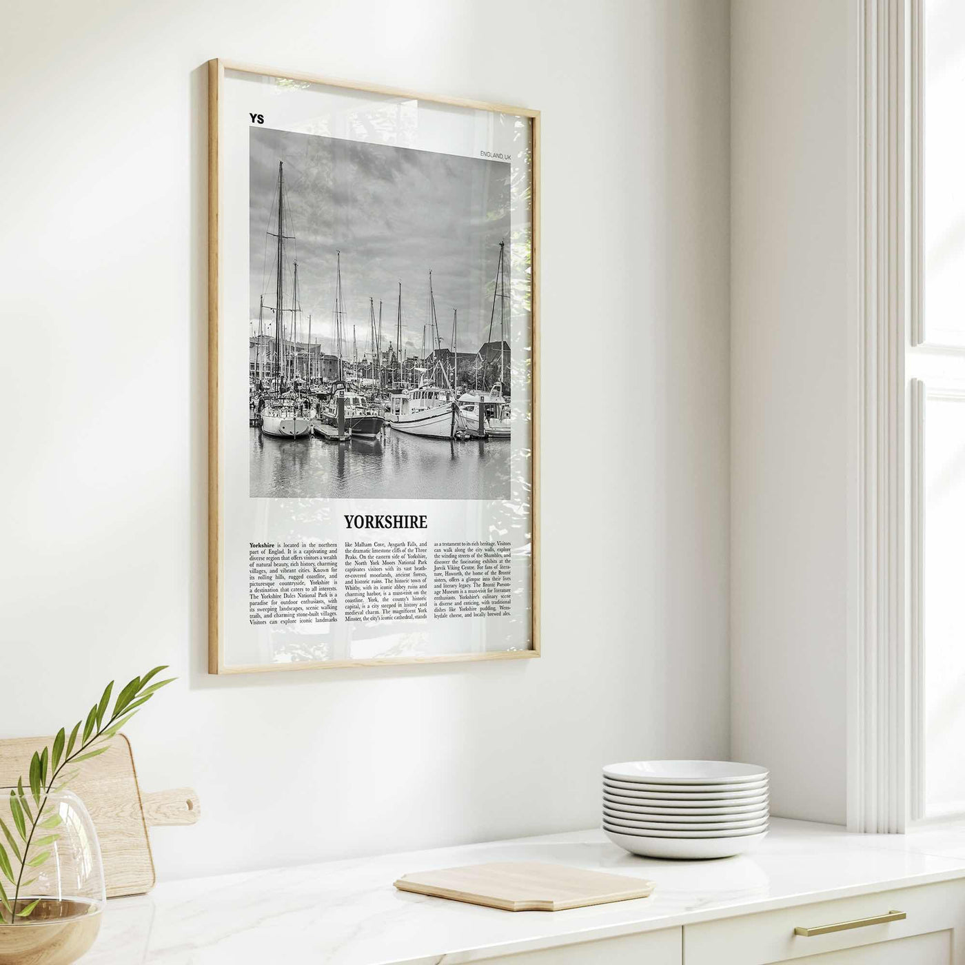 Yorkshire Print Black and White, Yorkshire Wall Art, Yorkshire Poster, Yorkshire Photo, Wall Décor, Yorkshire Map, England, United Kingdom