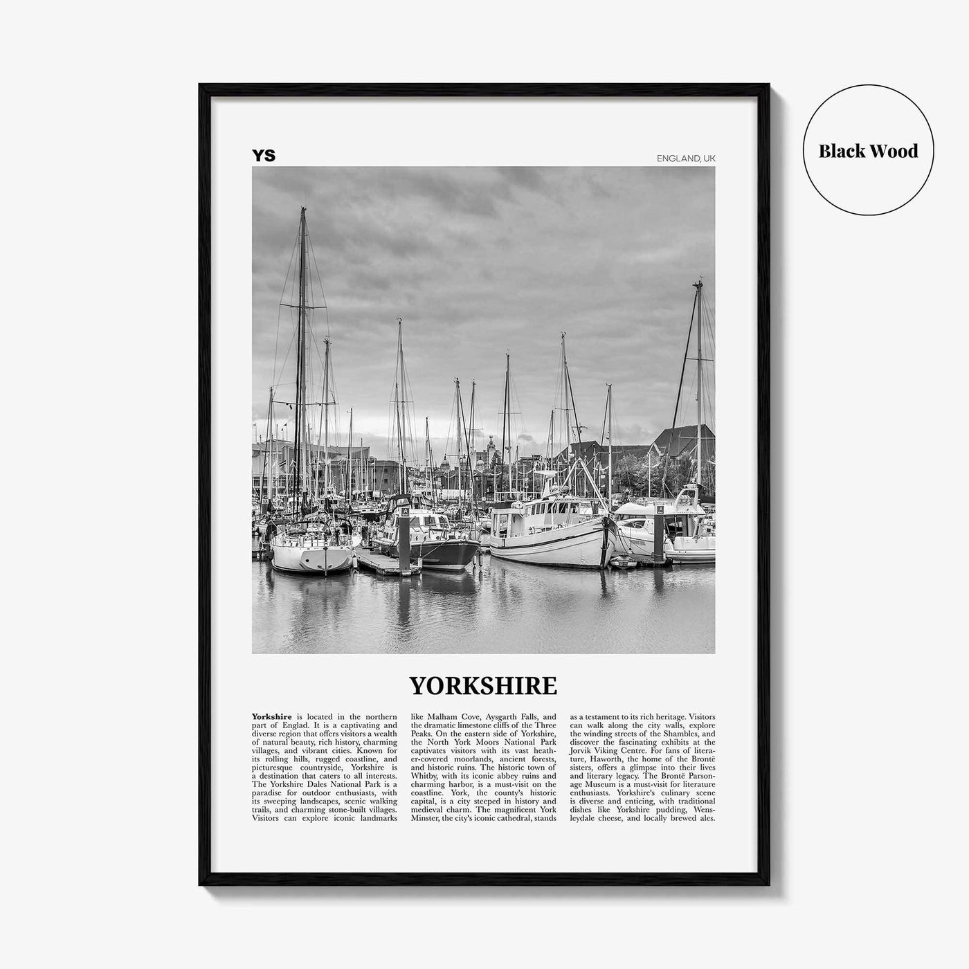 Yorkshire Print Black and White, Yorkshire Wall Art, Yorkshire Poster, Yorkshire Photo, Wall Décor, Yorkshire Map, England, United Kingdom