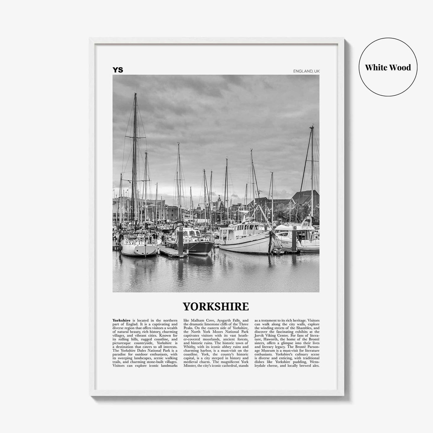 Yorkshire Print Black and White, Yorkshire Wall Art, Yorkshire Poster, Yorkshire Photo, Wall Décor, Yorkshire Map, England, United Kingdom