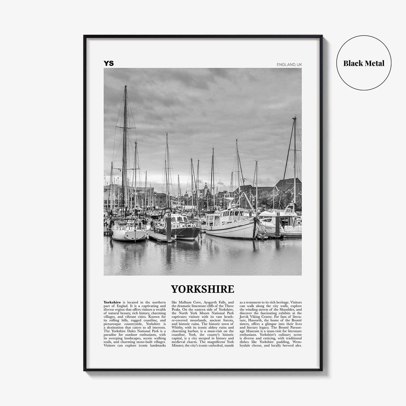 Yorkshire Print Black and White, Yorkshire Wall Art, Yorkshire Poster, Yorkshire Photo, Wall Décor, Yorkshire Map, England, United Kingdom