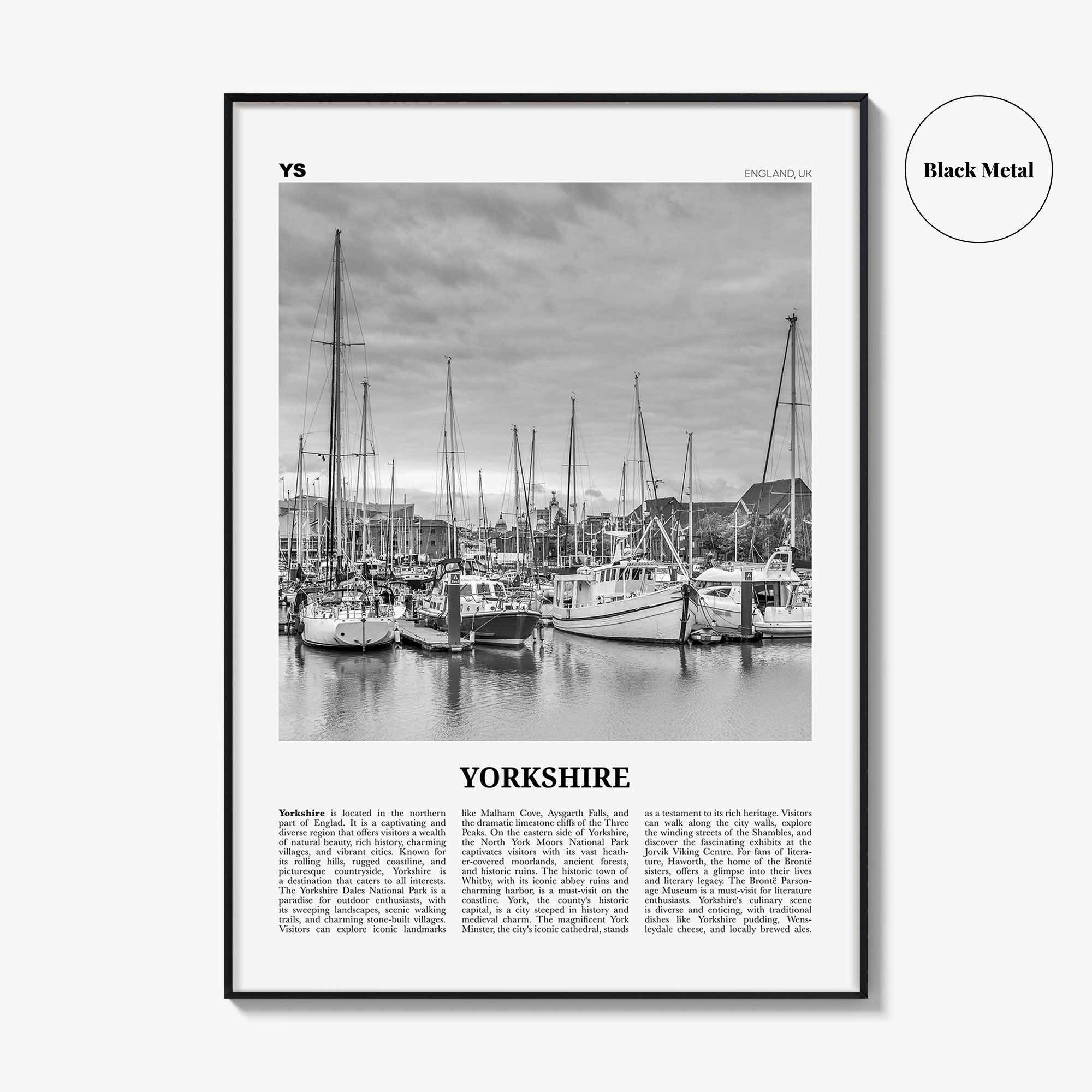 Yorkshire Print Black and White, Yorkshire Wall Art, Yorkshire Poster, Yorkshire Photo, Wall Décor, Yorkshire Map, England, United Kingdom