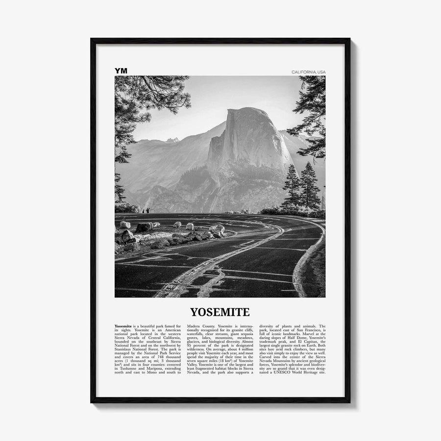 Yosemite National Park Print Black and White No 1, Yosemite Wall Art, Yosemite Poster, Yosemite Photo, California, USA, United States