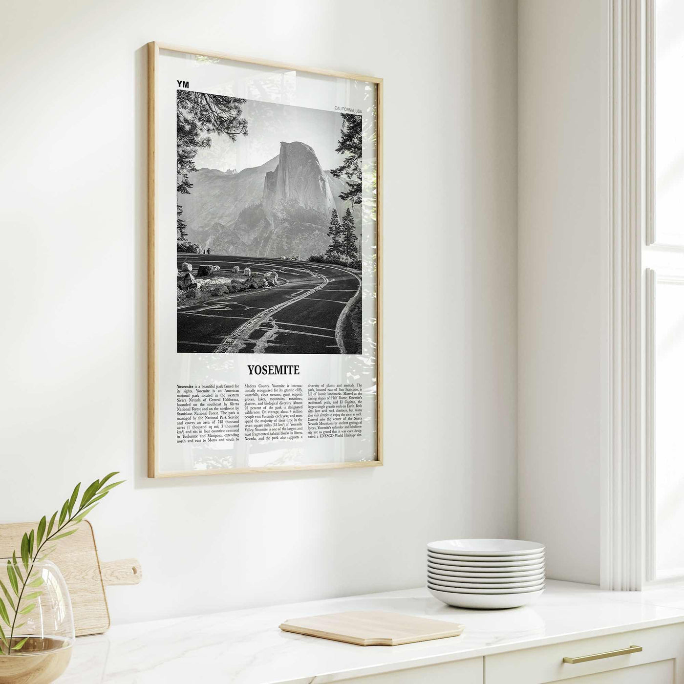 Yosemite National Park Print Black and White No 1, Yosemite Wall Art, Yosemite Poster, Yosemite Photo, California, USA, United States