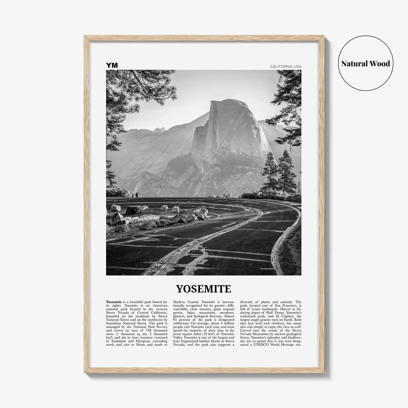 Yosemite National Park Print Black and White No 1, Yosemite Wall Art, Yosemite Poster, Yosemite Photo, California, USA, United States